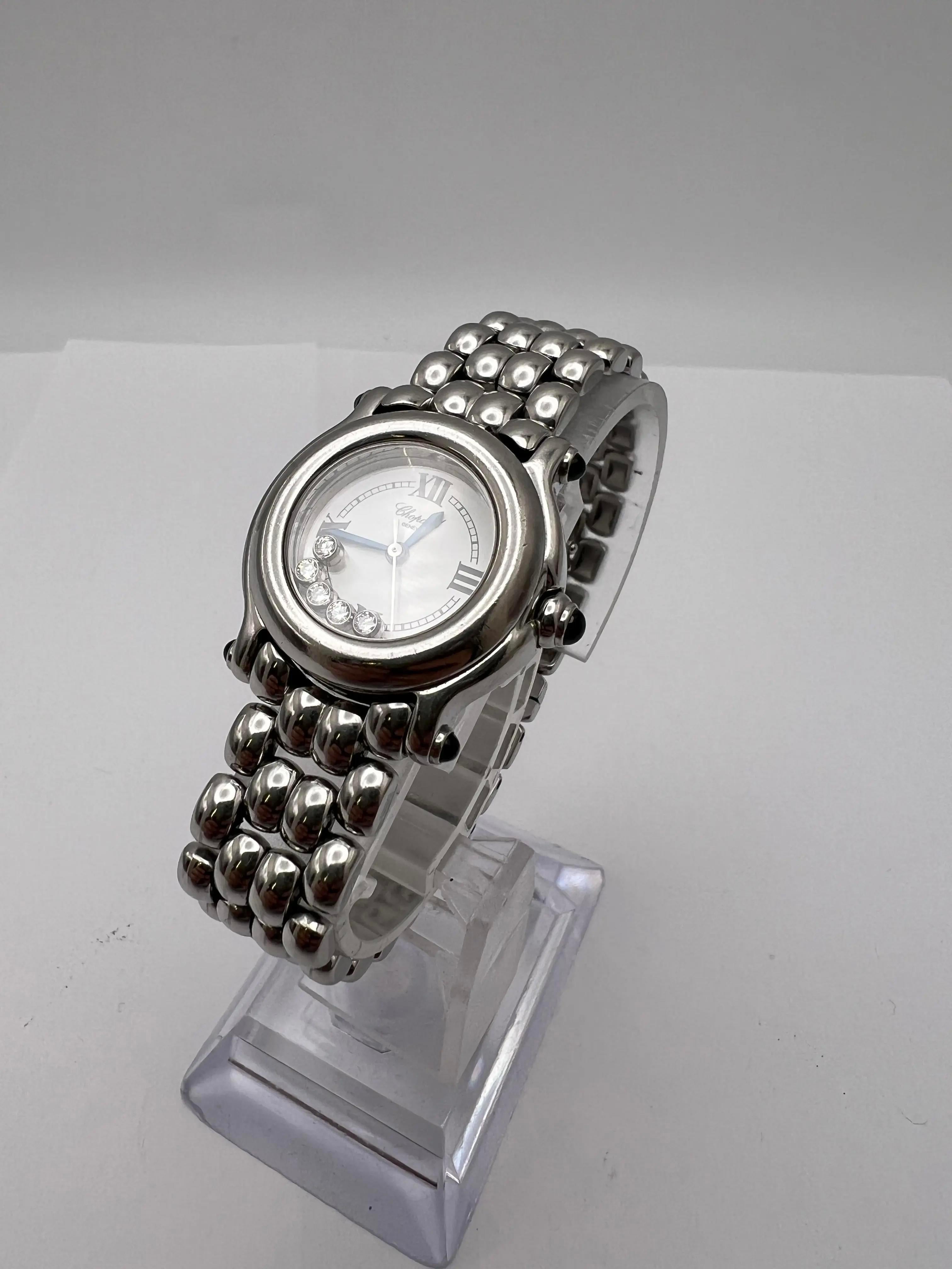 Taglio rotondo Chopard Happy Sport 26mm 5 Diamanti Galleggianti Quadrante Romano Bianco 27/8250-23 8245 in vendita