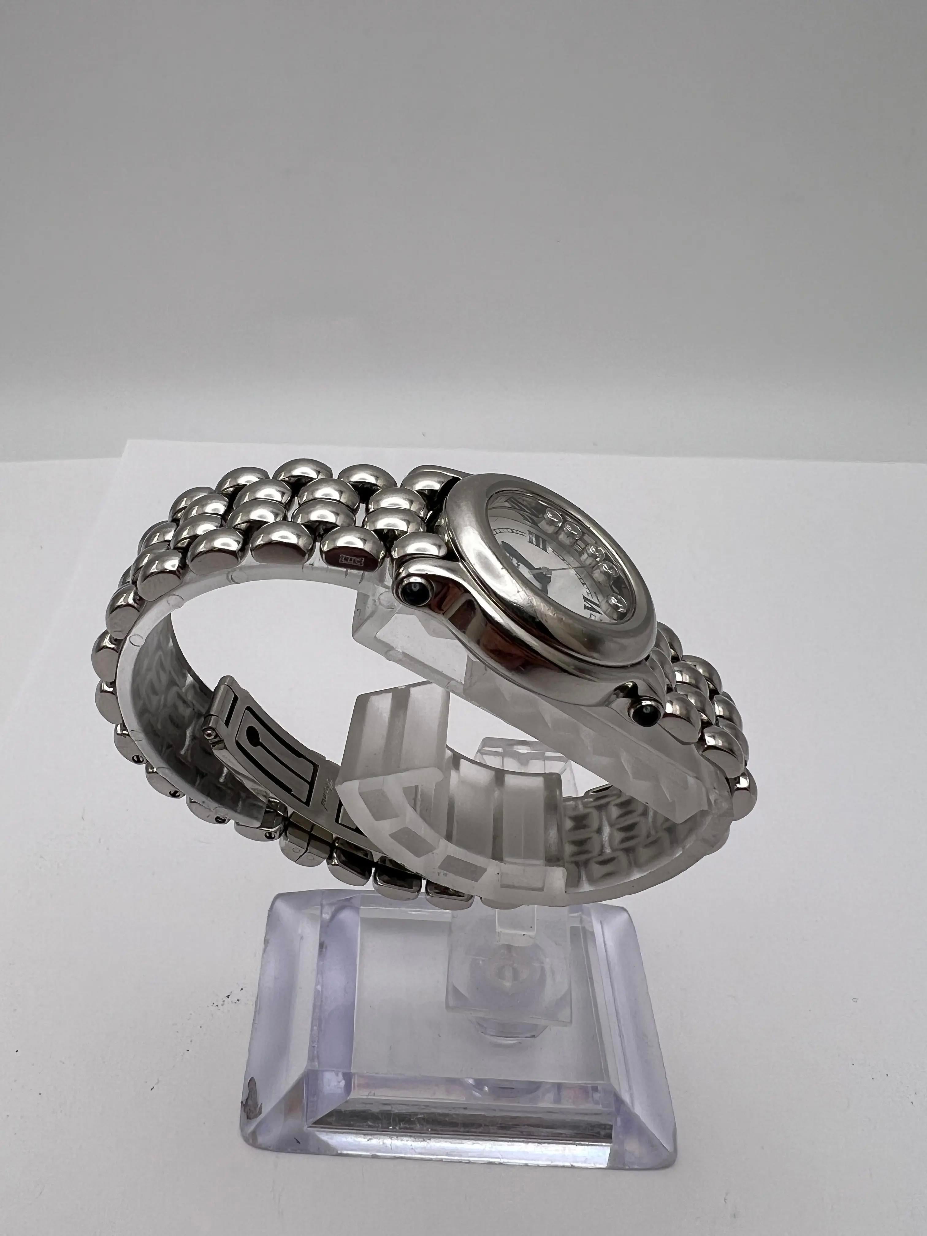 Chopard Happy Sport 26mm 5 Diamanti Galleggianti Quadrante Romano Bianco 27/8250-23 8245 in vendita 1