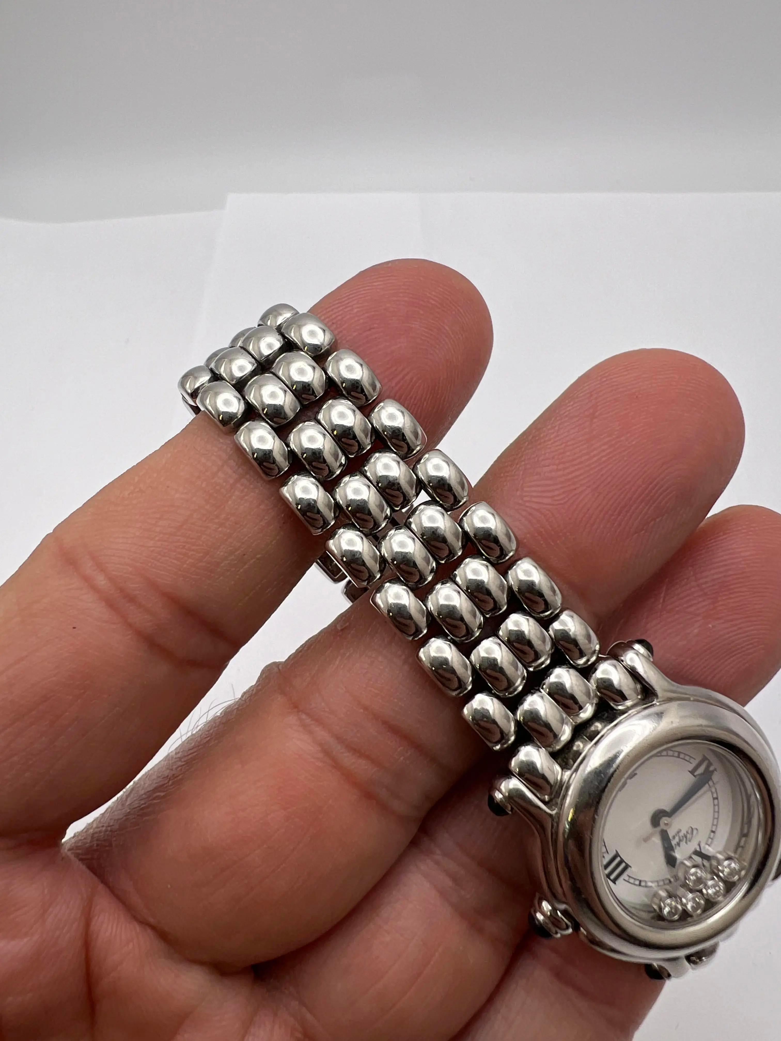 Chopard Happy Sport 26mm 5 Diamanti Galleggianti Quadrante Romano Bianco 27/8250-23 8245 in vendita 2