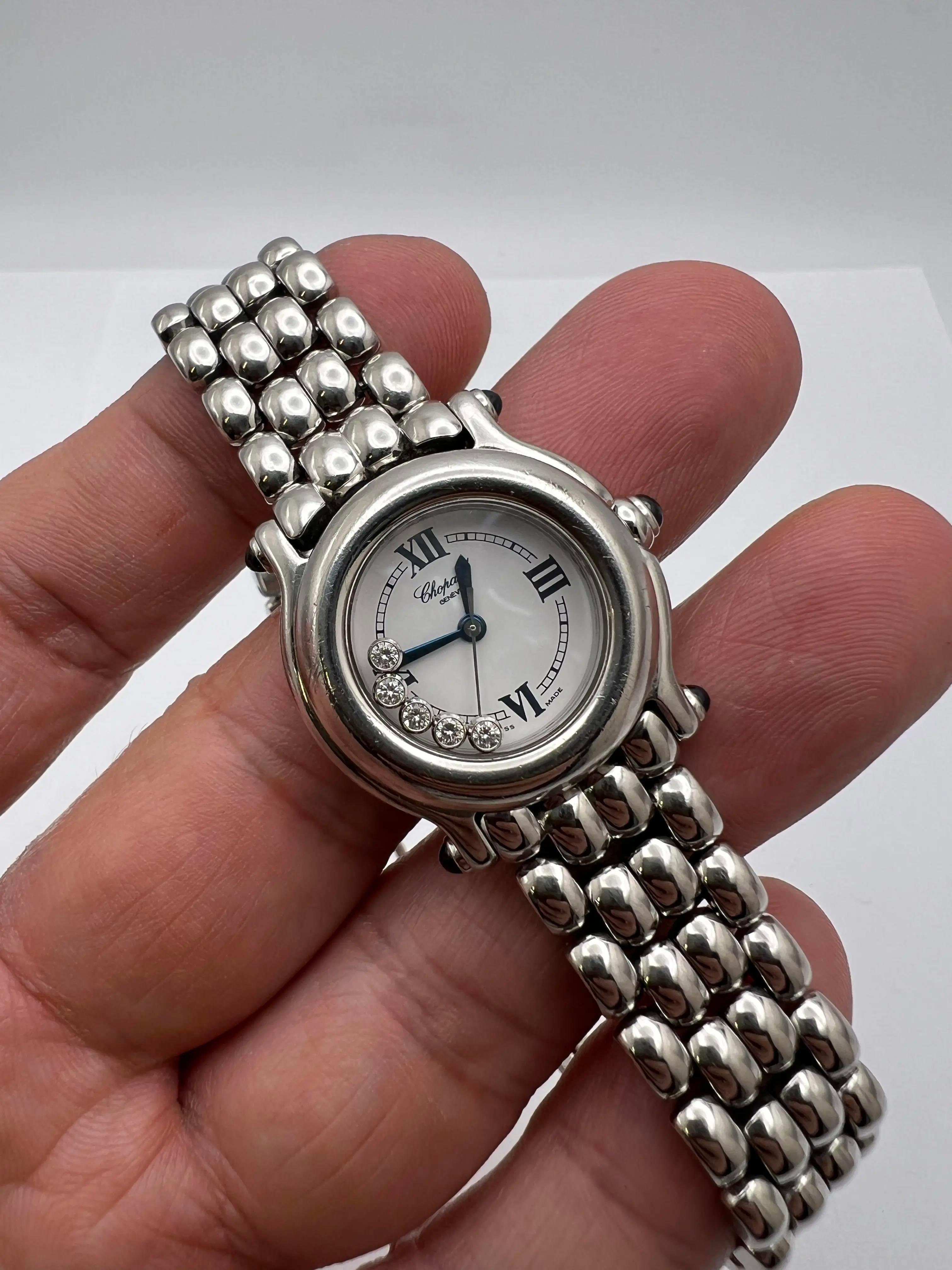 Chopard Happy Sport 26mm 5 Diamanti Galleggianti Quadrante Romano Bianco 27/8250-23 8245 in vendita 3