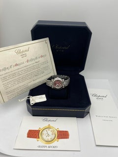 Chopard Happy Sport 26mm Moon Star Diamonds 27/8250-42 Pink MOP Dial Box Papers