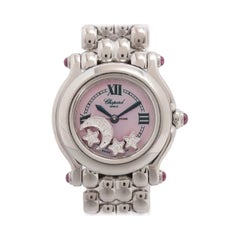 Chopard Happy Sport 26mm Moon Star Diamonds 27/8250-42 Pink MOP Dial Box Papers