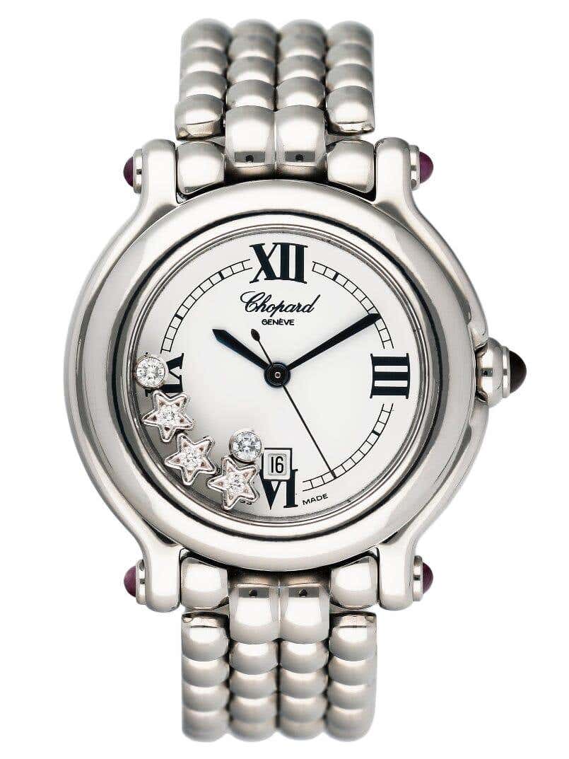 Chopard yellow Gold diamond Happy Sport square wristwatch ref 27/6679 ...