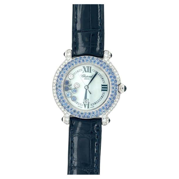 Chopard Happy Sport 276323-1002 Blue Sapphire and Diamond 18K White ...