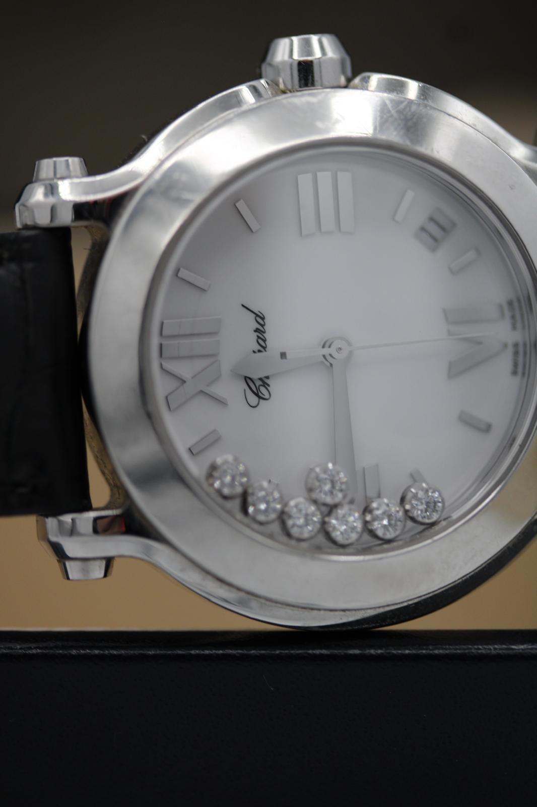 Chopard Happy Sport – 278475-3001 – 7 Floating Diamonds – 2013 – Full Set Pour femmes en vente