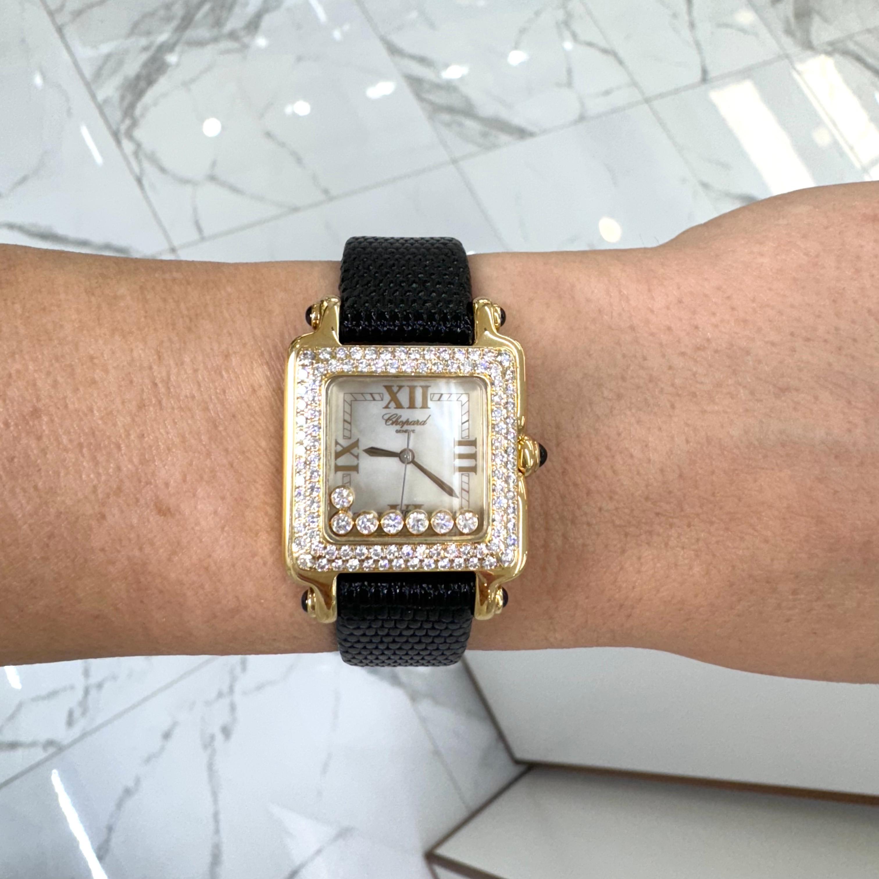 Chopard Happy Sport 27MM 27/6679-23 7 schwebende Diamanten 18K Gelbgold Uhr 5