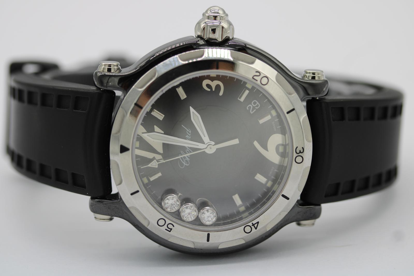 Chopard Happy Sport 28/8507 Cerámica Negra Diamantes Flotantes  Juego completo en venta 7