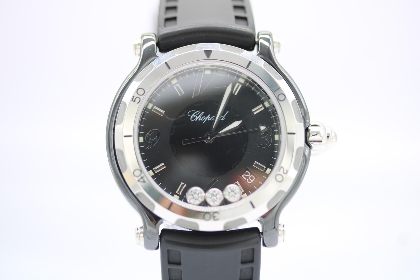 Chopard Happy Sport 28/8507 Cerámica Negra Diamantes Flotantes  Juego completo en venta 8