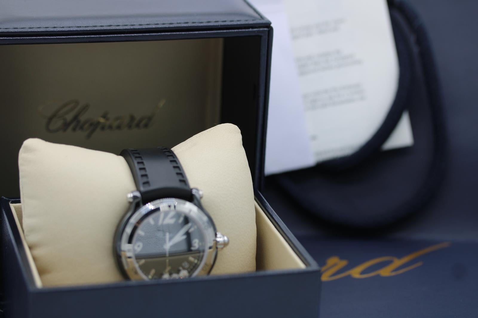 Chopard Happy Sport 28/8507 Cerámica Negra Diamantes Flotantes  Juego completo en venta 9