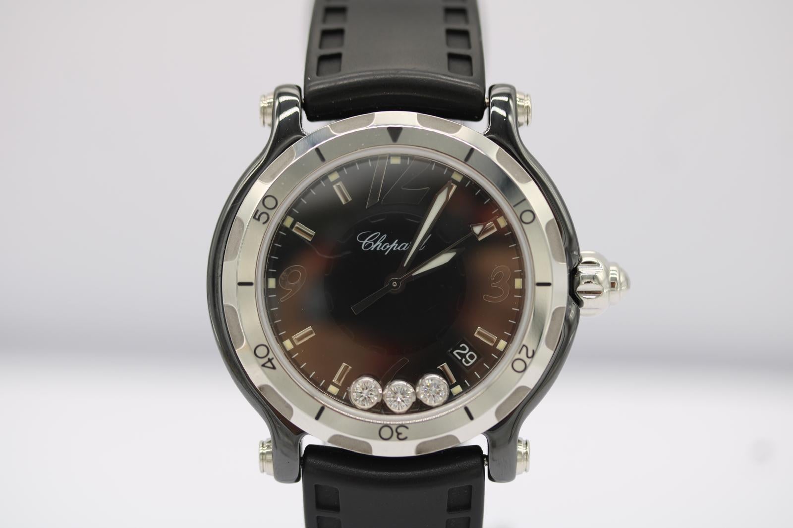 Chopard Happy Sport 28/8507 Cerámica Negra Diamantes Flotantes  Juego completo en venta 14
