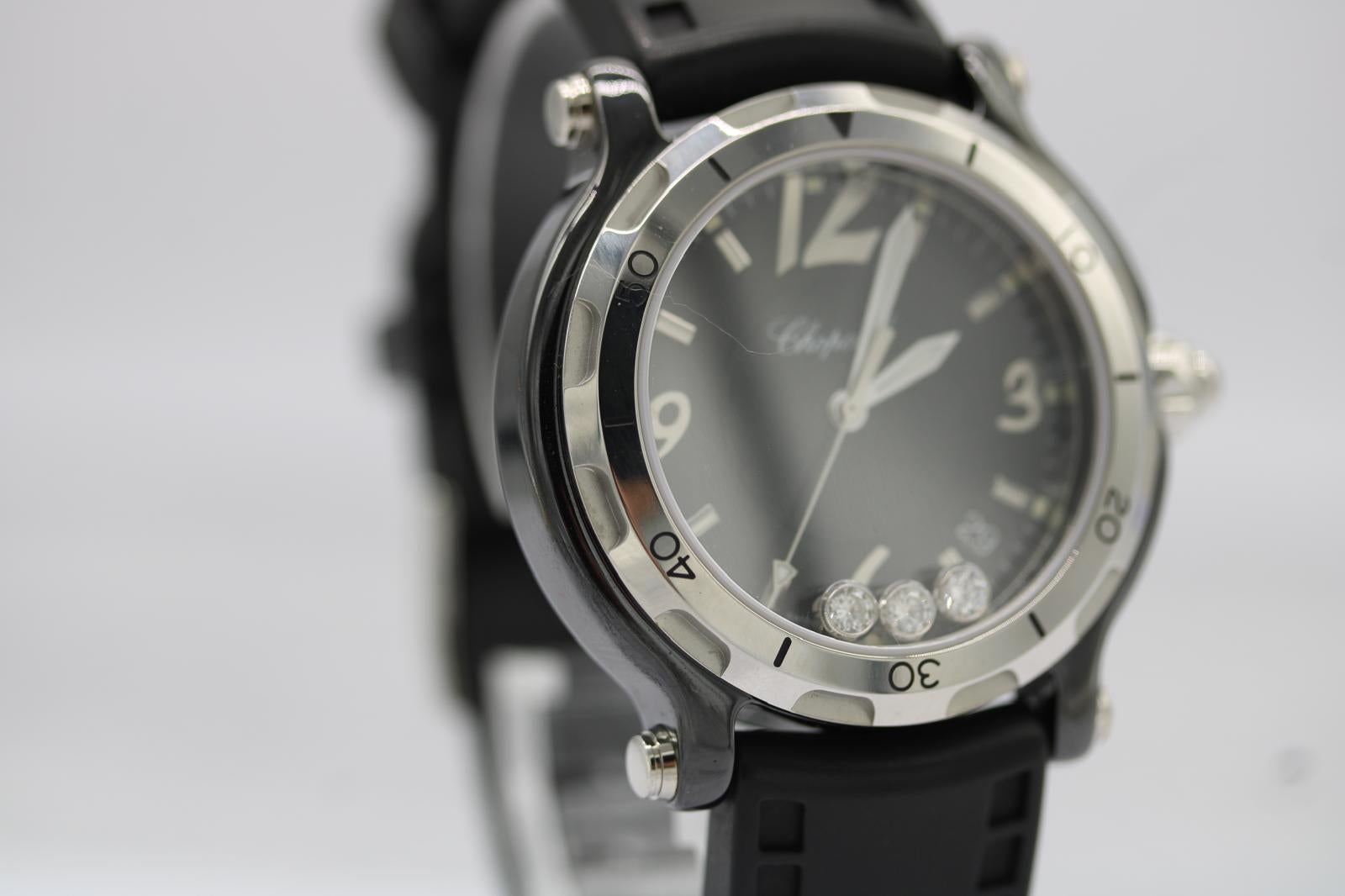Chopard Happy Sport 28/8507 Cerámica Negra Diamantes Flotantes  Juego completo en venta 15