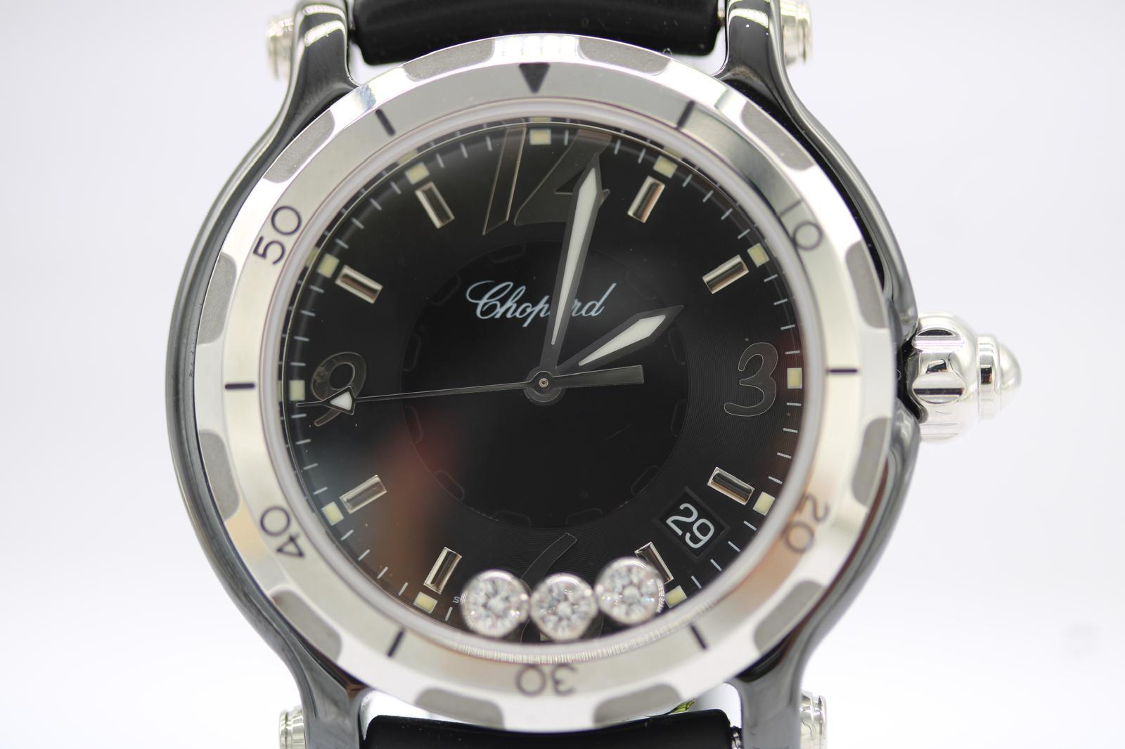 Chopard Happy Sport 28/8507 Cerámica Negra Diamantes Flotantes  Juego completo en venta 16