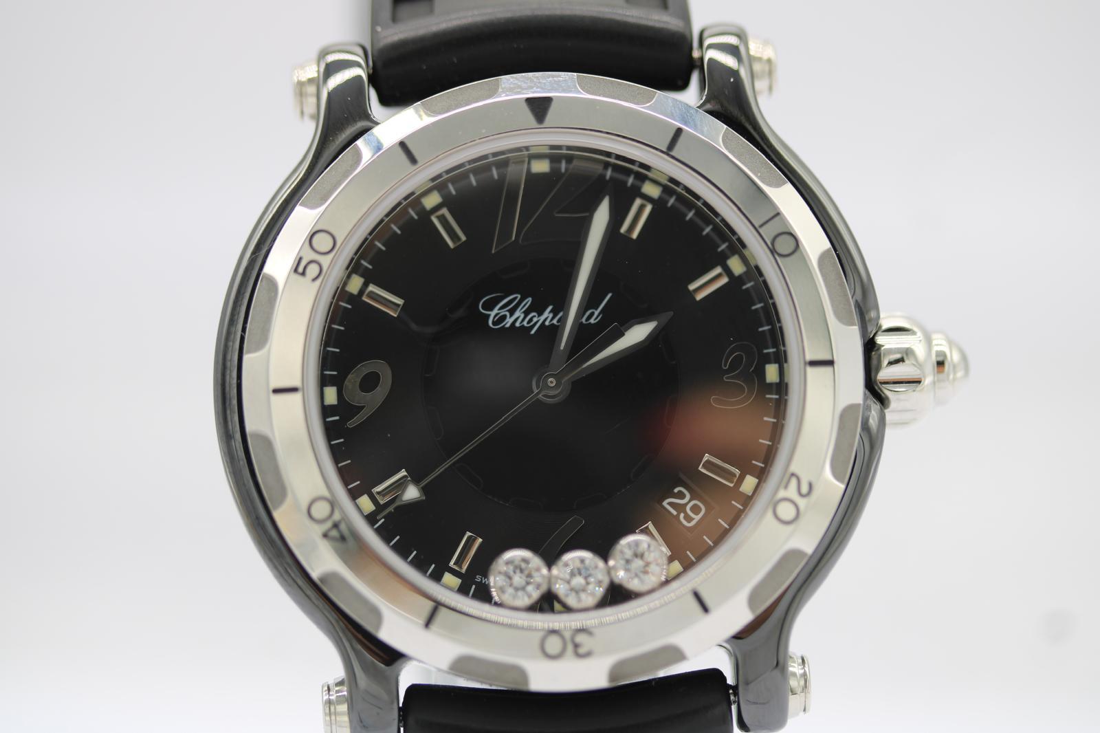 Chopard Happy Sport 28/8507 Cerámica Negra Diamantes Flotantes  Juego completo en venta 1