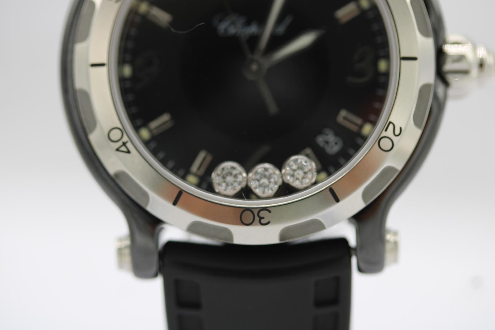 Chopard Happy Sport 28/8507 Cerámica Negra Diamantes Flotantes  Juego completo en venta 3