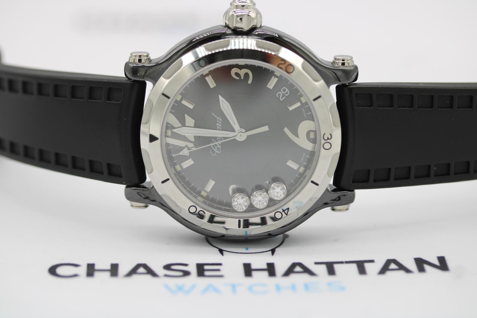 Chopard Happy Sport 28/8507 Cerámica Negra Diamantes Flotantes  Juego completo en venta 4