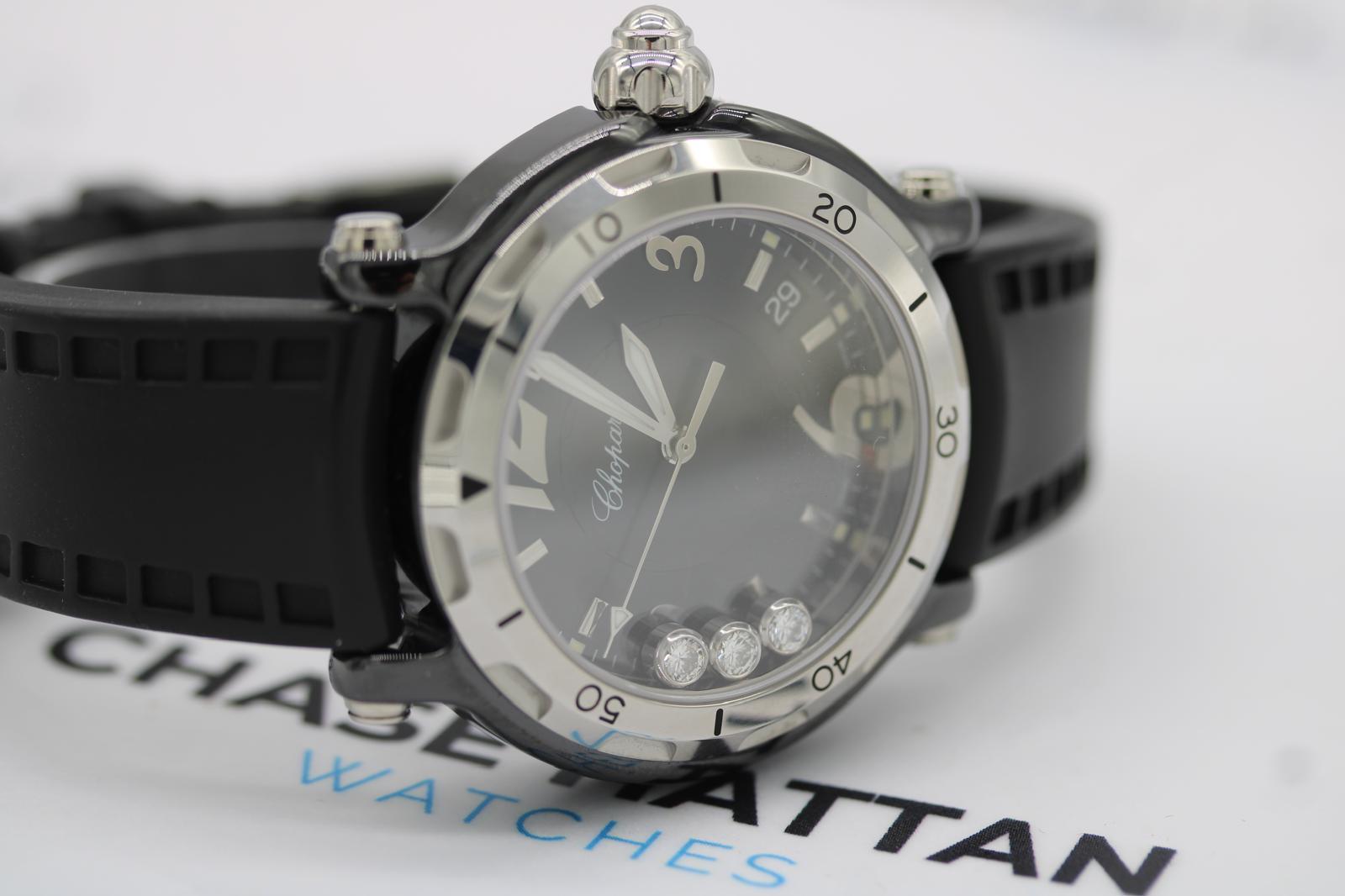 Chopard Happy Sport 28/8507 Cerámica Negra Diamantes Flotantes  Juego completo en venta 5