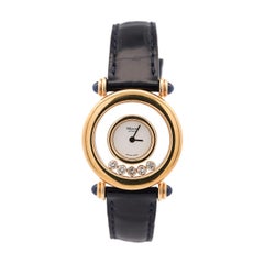 Reloj Chopard Happy Sport 4116 Cuarzo Cinco Diamantes Oro 18K Sobre Piel Azul