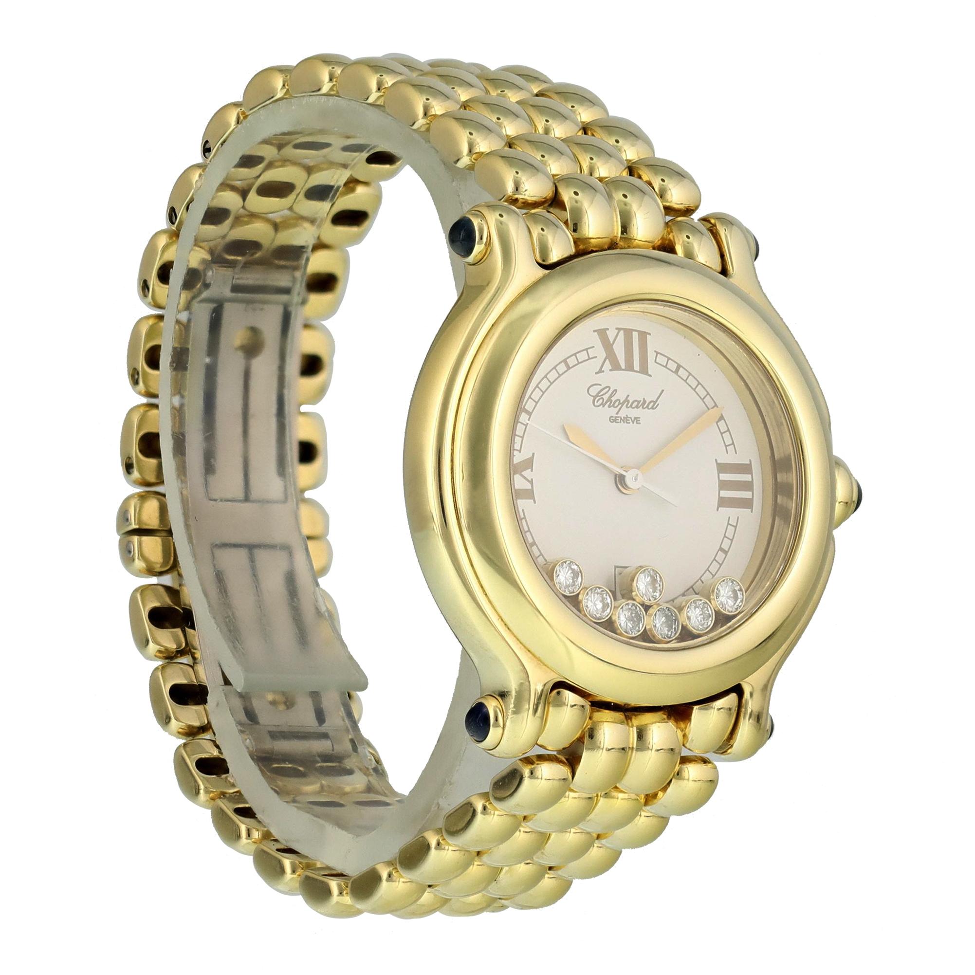Chopard Happy Sport 4144 Floating Diamonds Midsize Ladies Watch In Excellent Condition In New York, NY