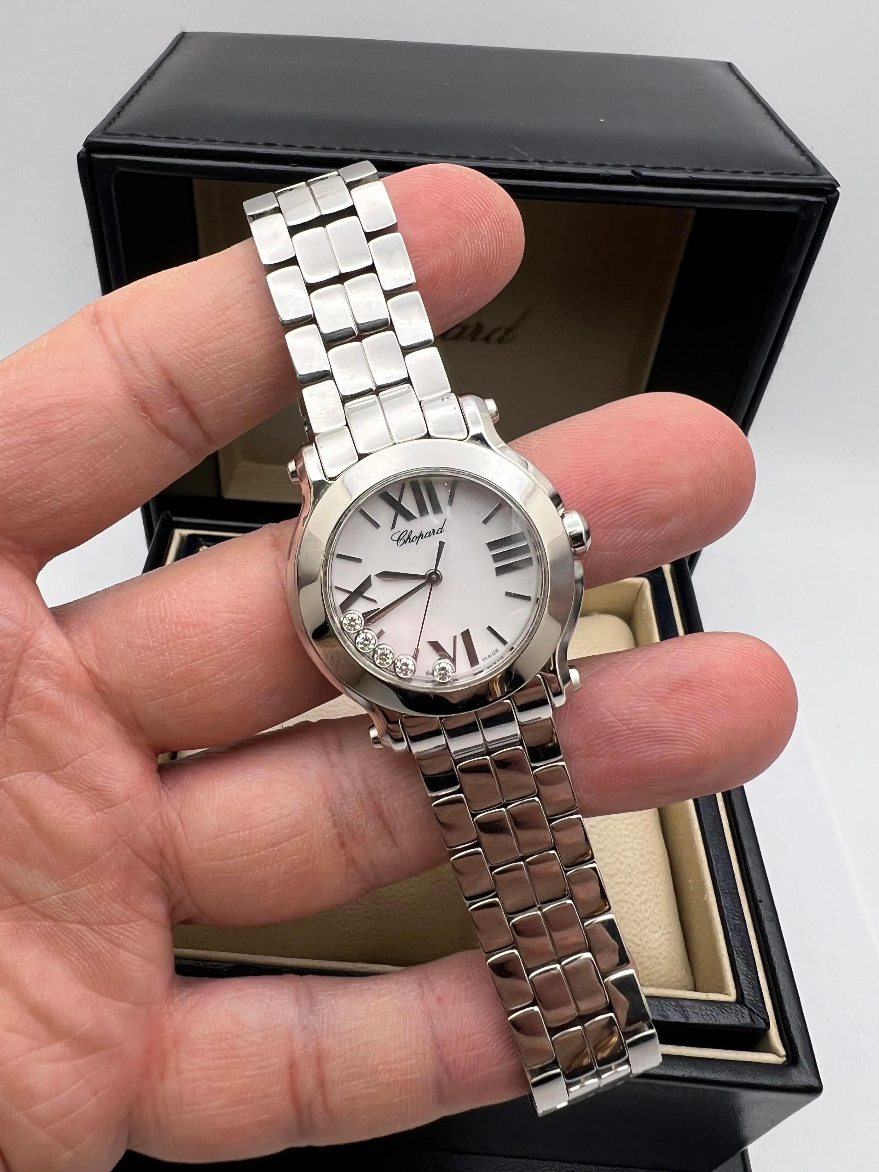 Chopard Happy Sport 5 Diamond 30mm White Roman Dial Box Set 278509-3002 Pour femmes en vente