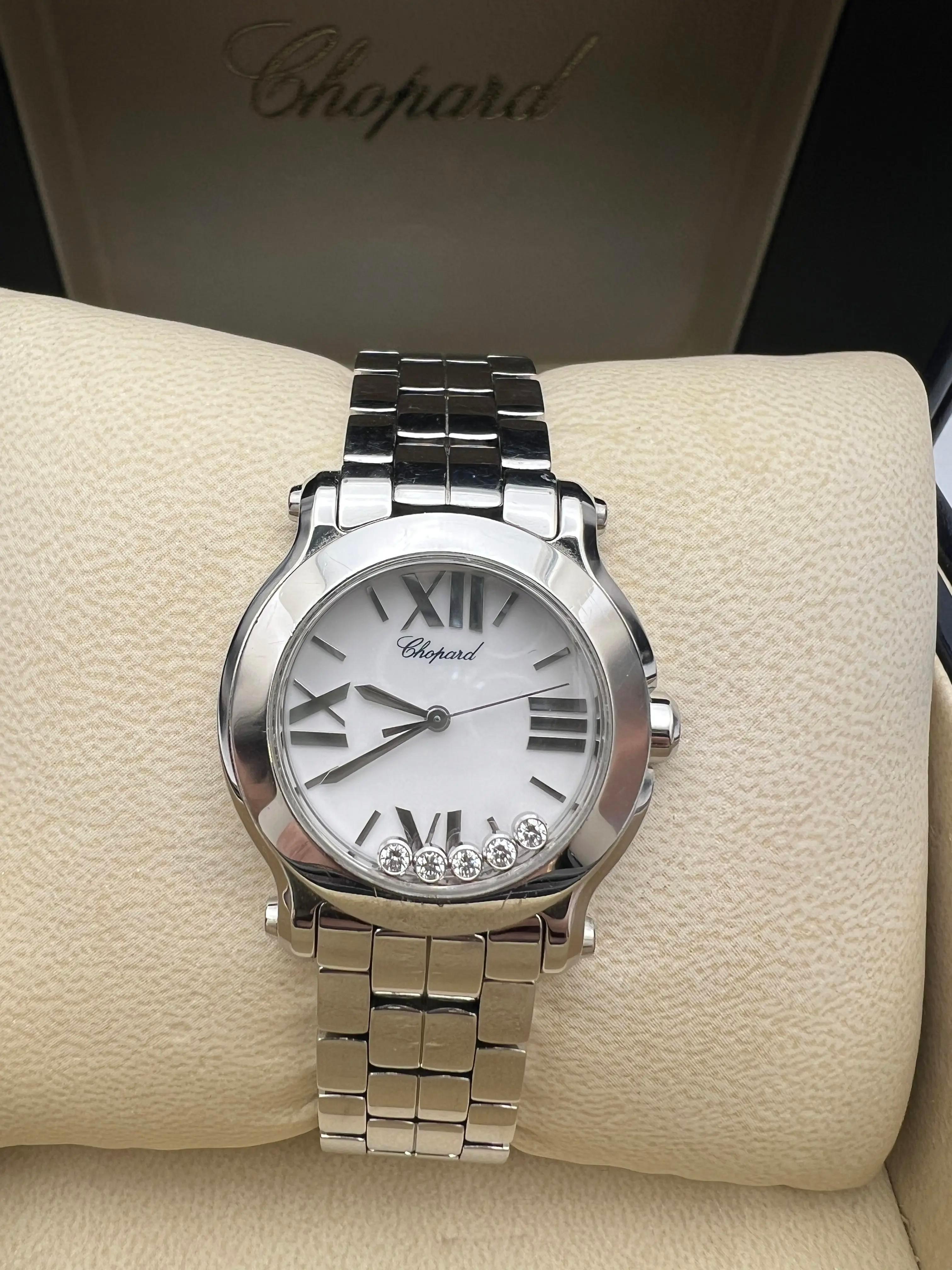 Chopard Happy Sport 5 Diamond 30mm White Roman Dial Box Set 278509-3002 en vente 1