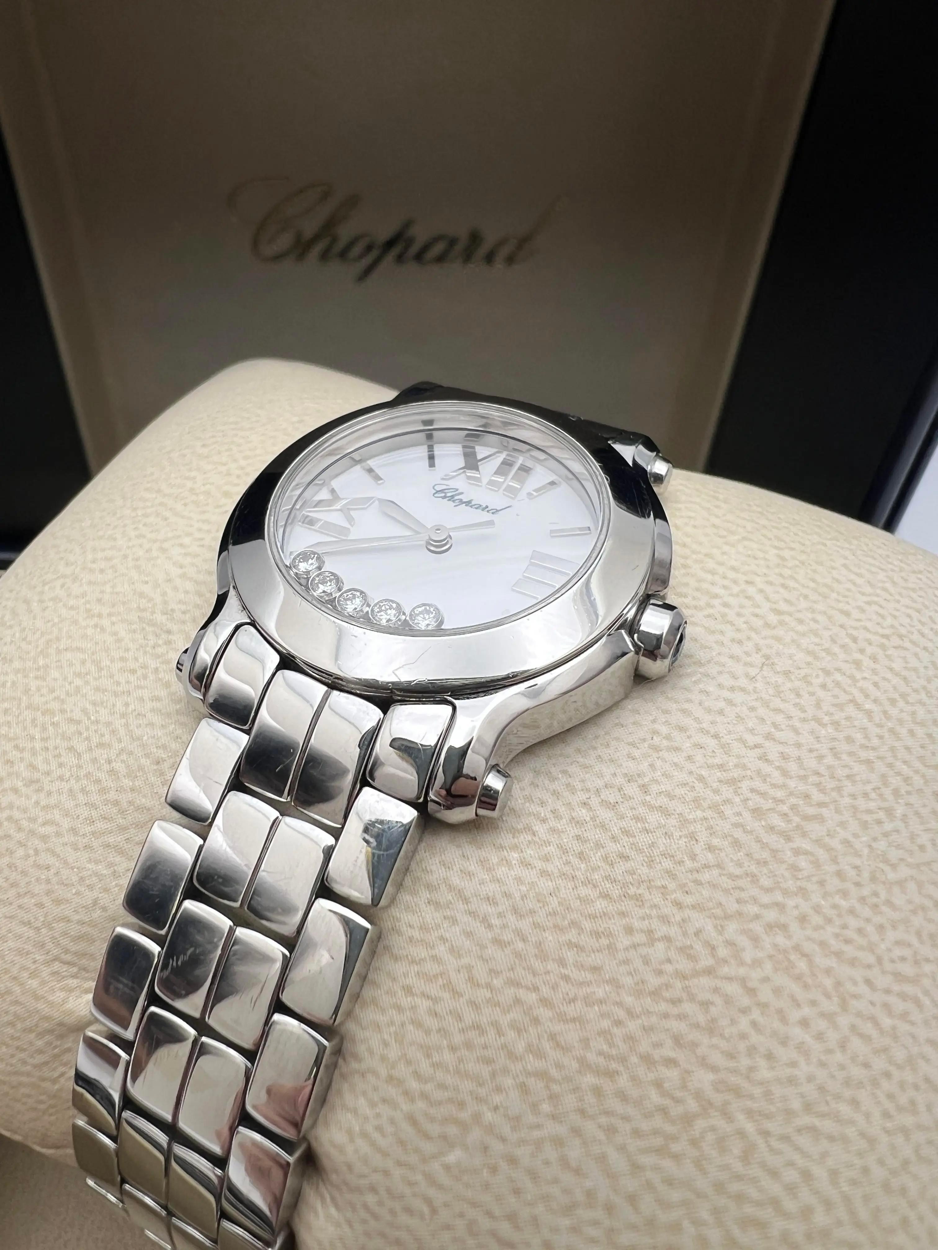Chopard Happy Sport 5 Diamond 30mm White Roman Dial Box Set 278509-3002 en vente 3