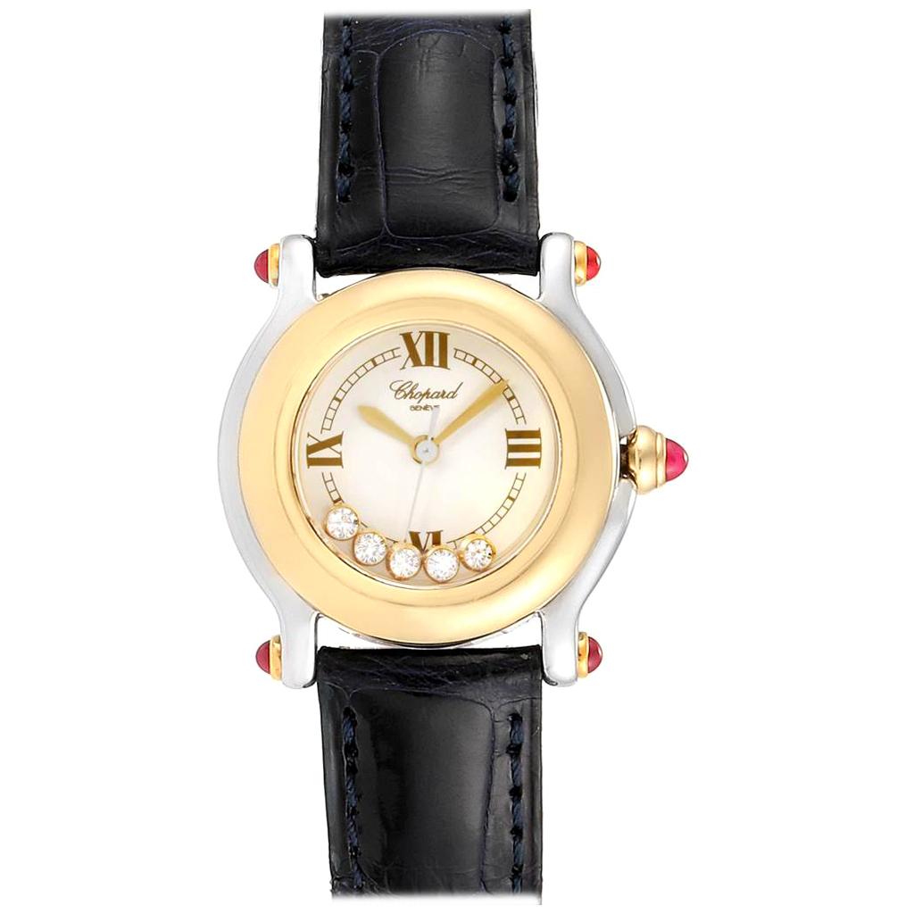 Chopard Happy Sport 5 Floating Diamond Yellow Gold Steel Watch 8246