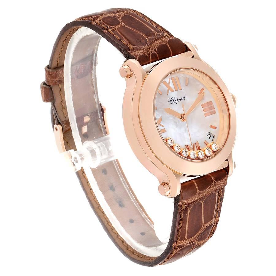 Chopard Happy Sport 7 Schwebende Diamant-Roségold-Damenuhr 7471 im Zustand „Hervorragend“ im Angebot in Atlanta, GA