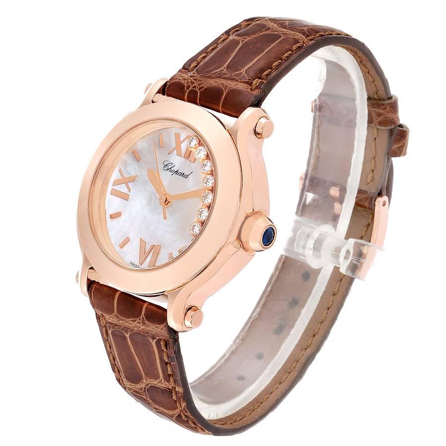 Chopard Happy Sport 7 Schwebende Diamant-Roségold-Damenuhr 7471 im Angebot 1