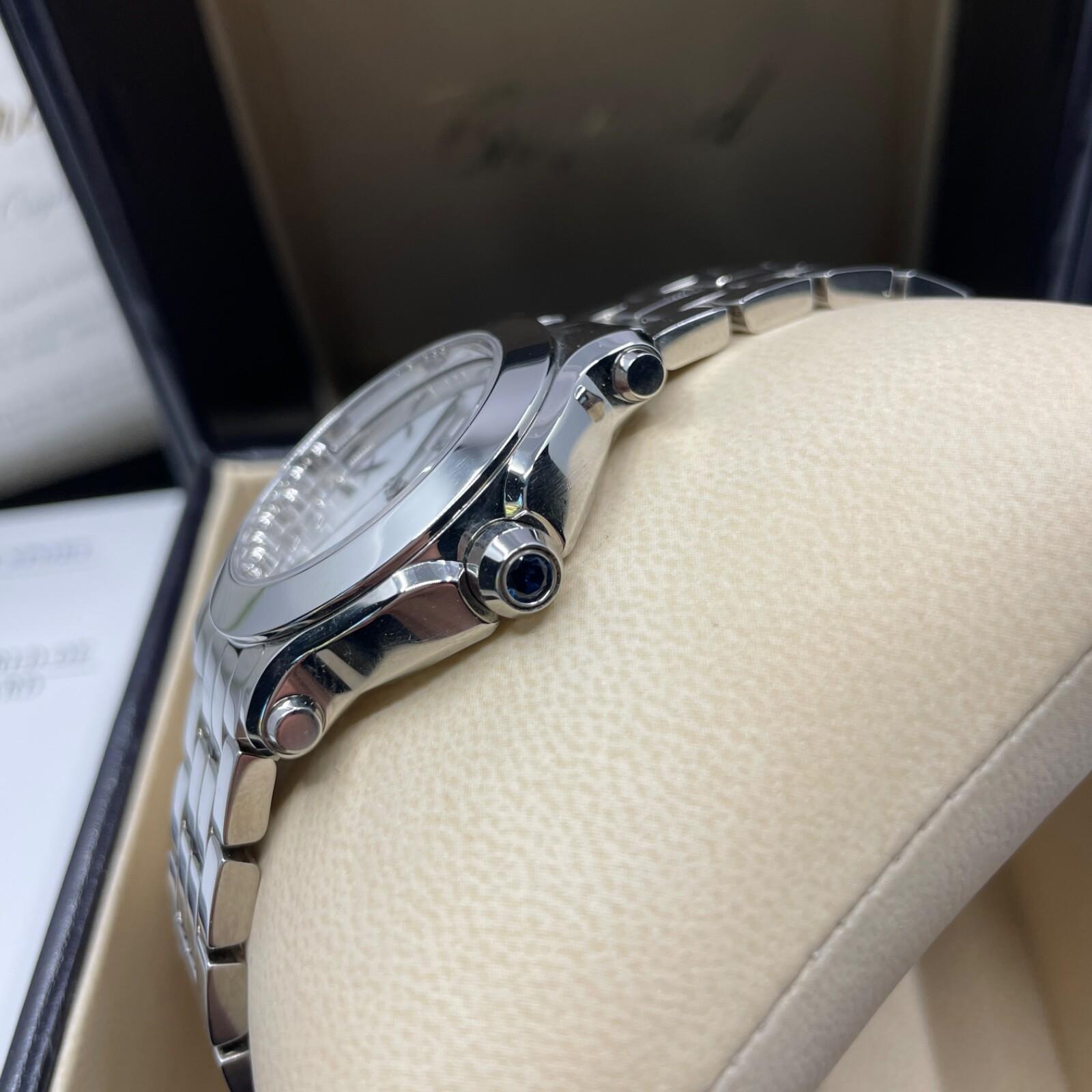 da uomo o donna Chopard Happy Sport 7 Floating Diamond Quadrante Bianco 36mm Orologio al quarzo in acciaio 8475 in vendita