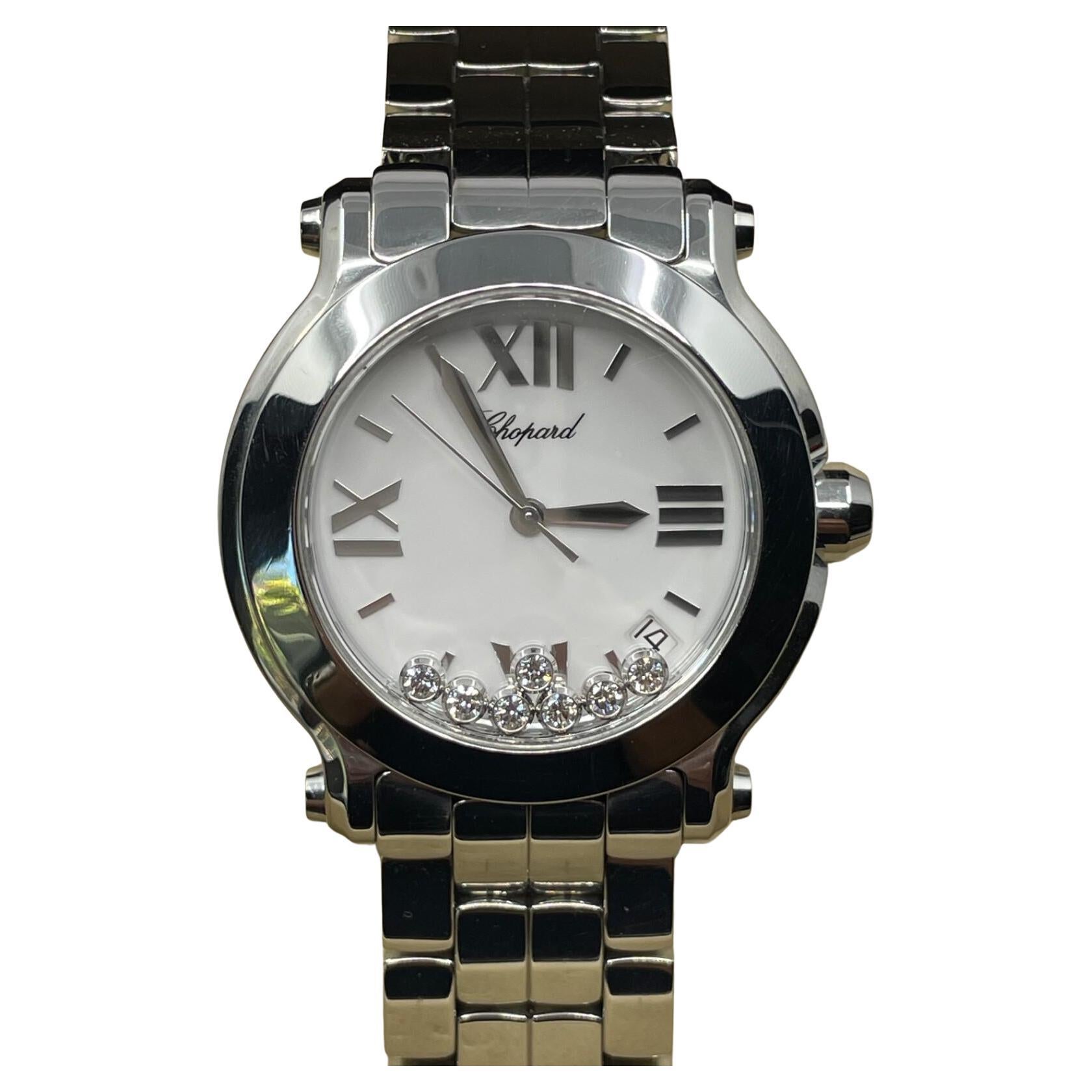 Chopard Happy Sport 7 Floating Diamond Quadrante Bianco 36mm Orologio al quarzo in acciaio 8475