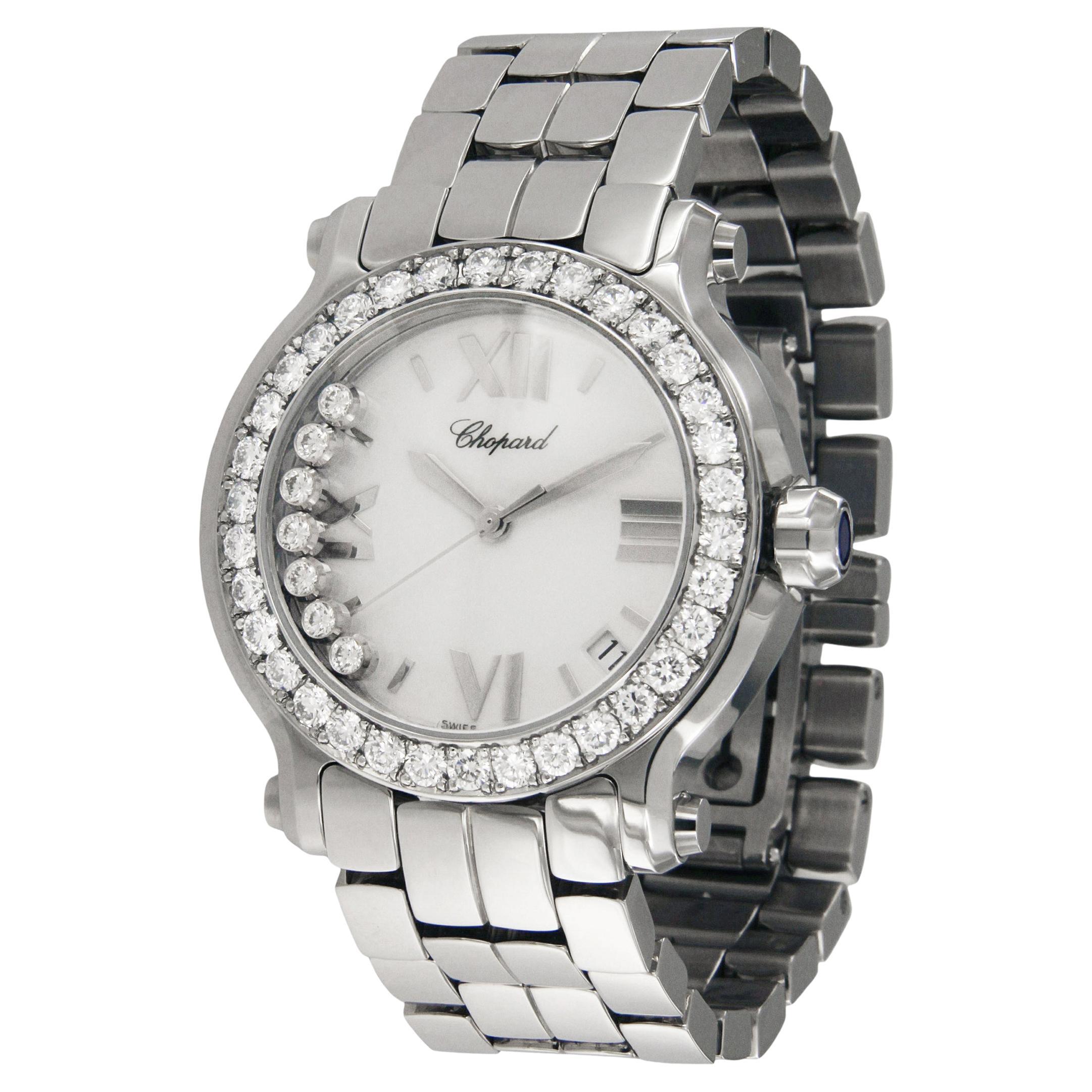 Chopard Happy Sport 7 Floating Diamonds Watch with Diamond Bezel 278477-3002 For Sale