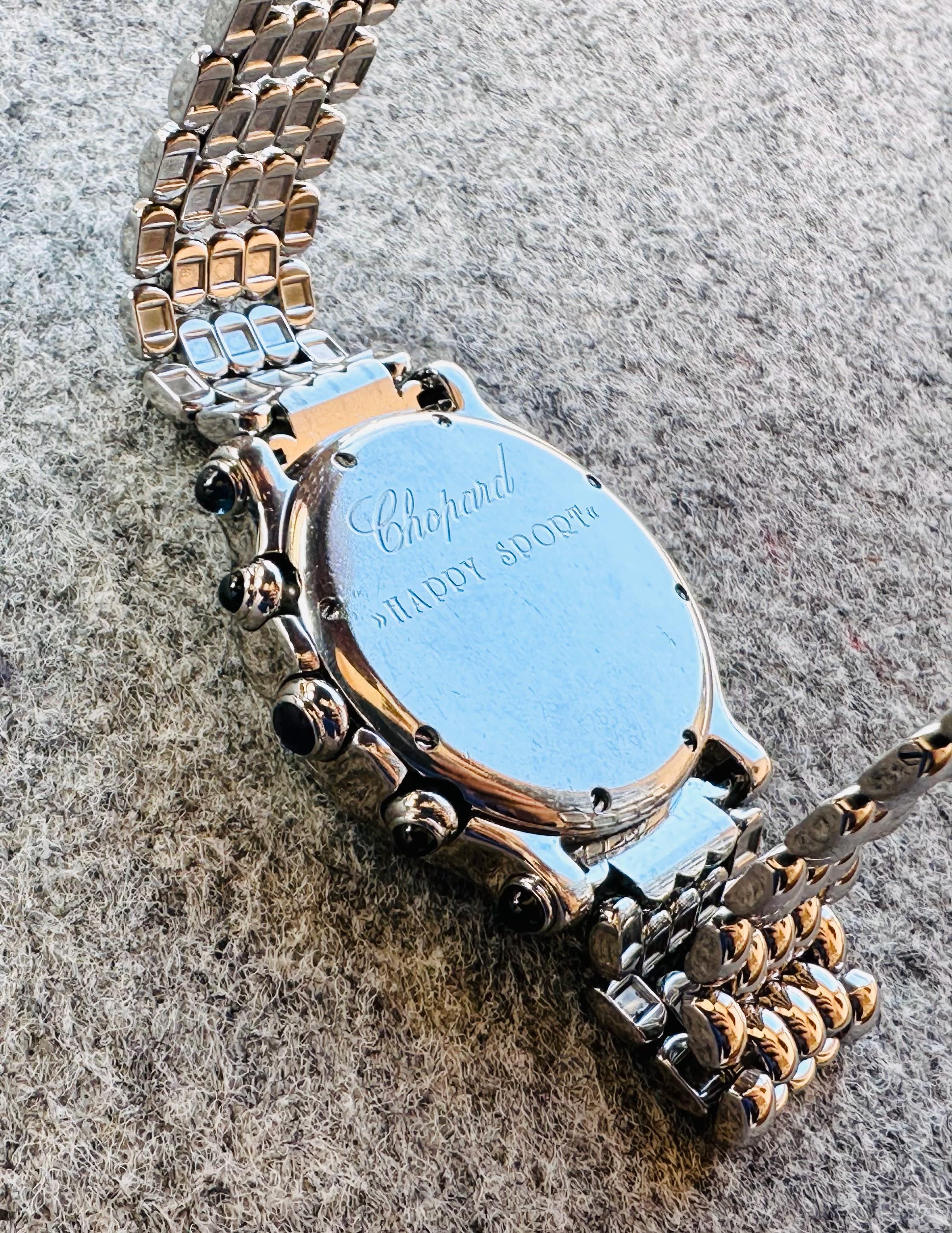 Chopard Happy Sport 8267 Montre chronographe en acier avec diamants 38 mm en vente 10