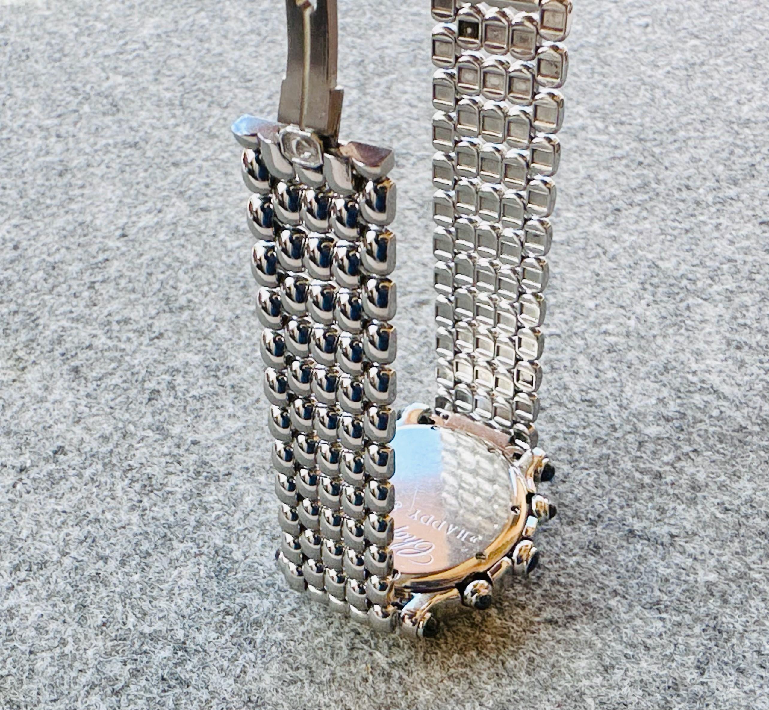 Chopard Happy Sport 8267 Montre chronographe en acier avec diamants 38 mm en vente 12