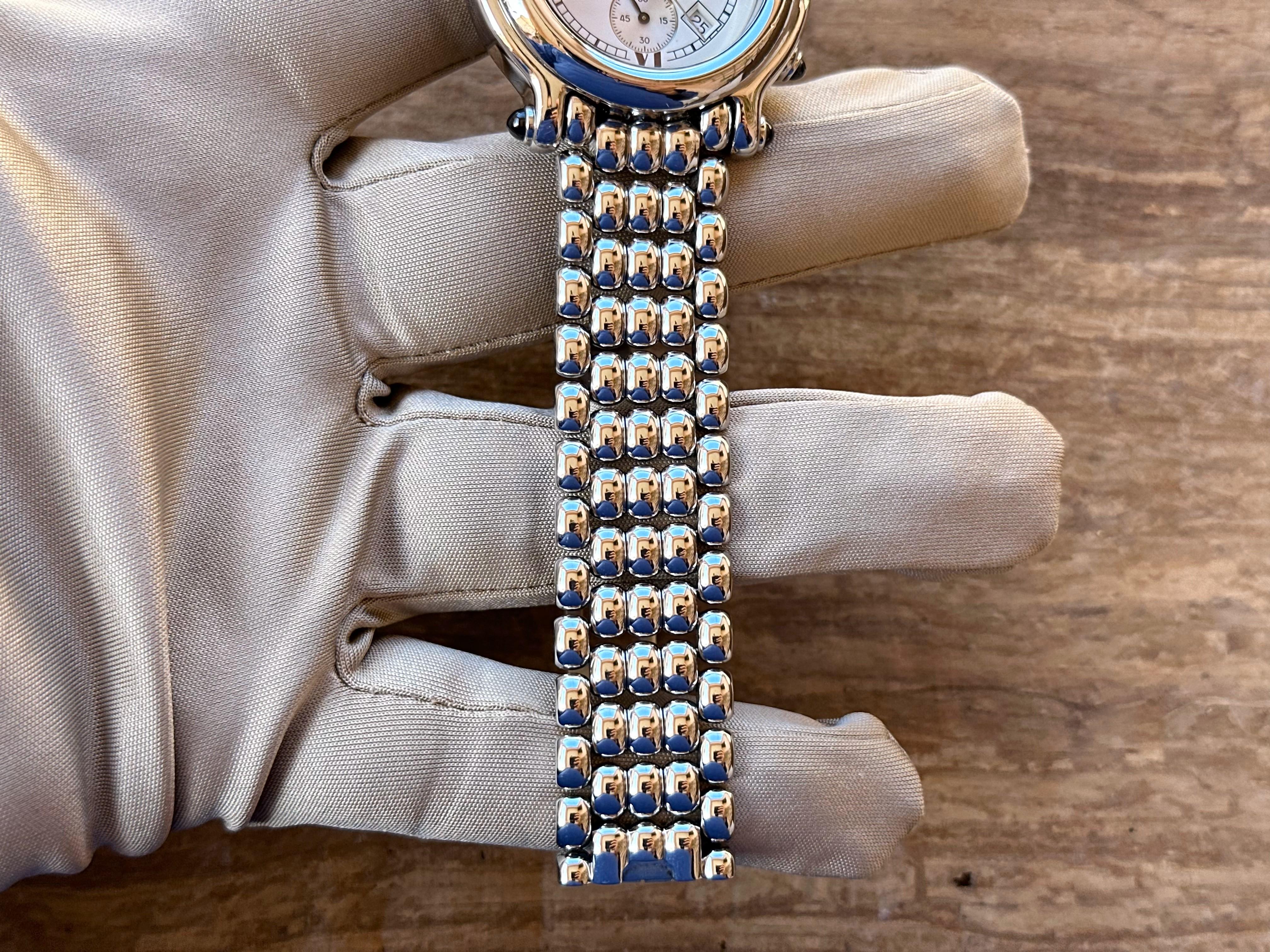 Chopard Happy Sport 8267 Montre chronographe en acier avec diamants 38 mm en vente 1