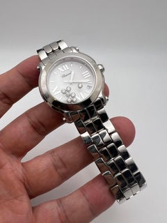 Chopard Happy Sport 8475 36mm Steel 7 Floating Diamonds White Dial