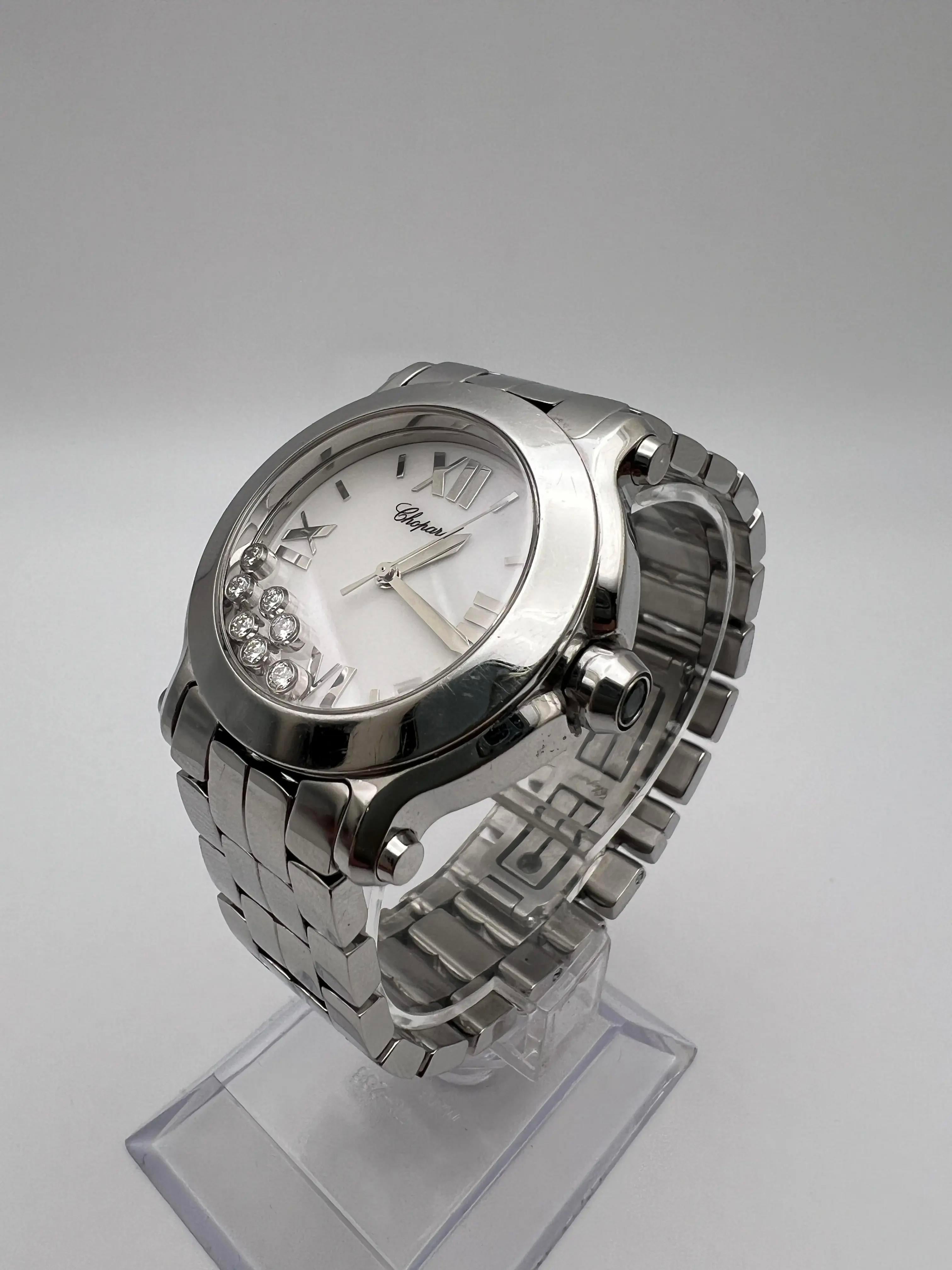 Chopard Happy Sport 8475 36mm Acier 7 Diamants flottants Cadran blanc Excellent état - En vente à New York, NY