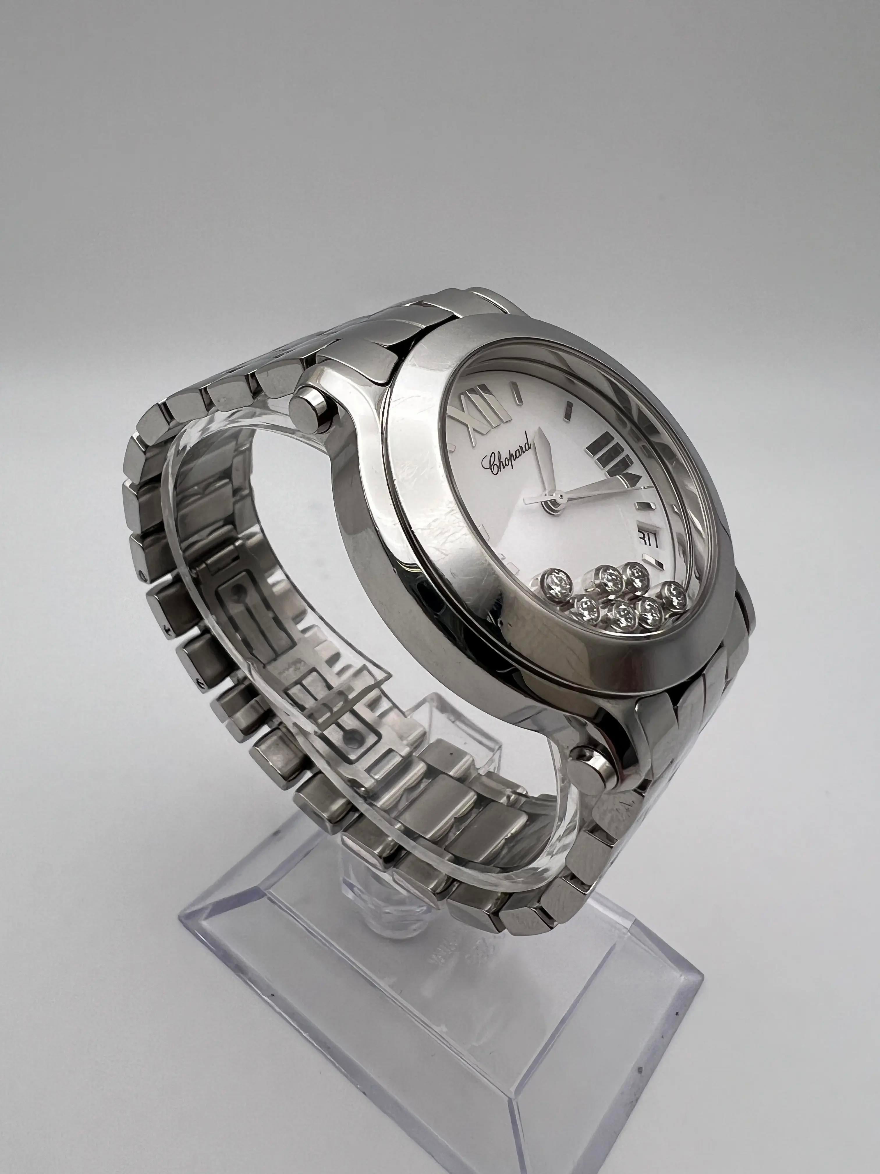 Chopard Happy Sport 8475 36mm Acier 7 Diamants flottants Cadran blanc Pour femmes en vente