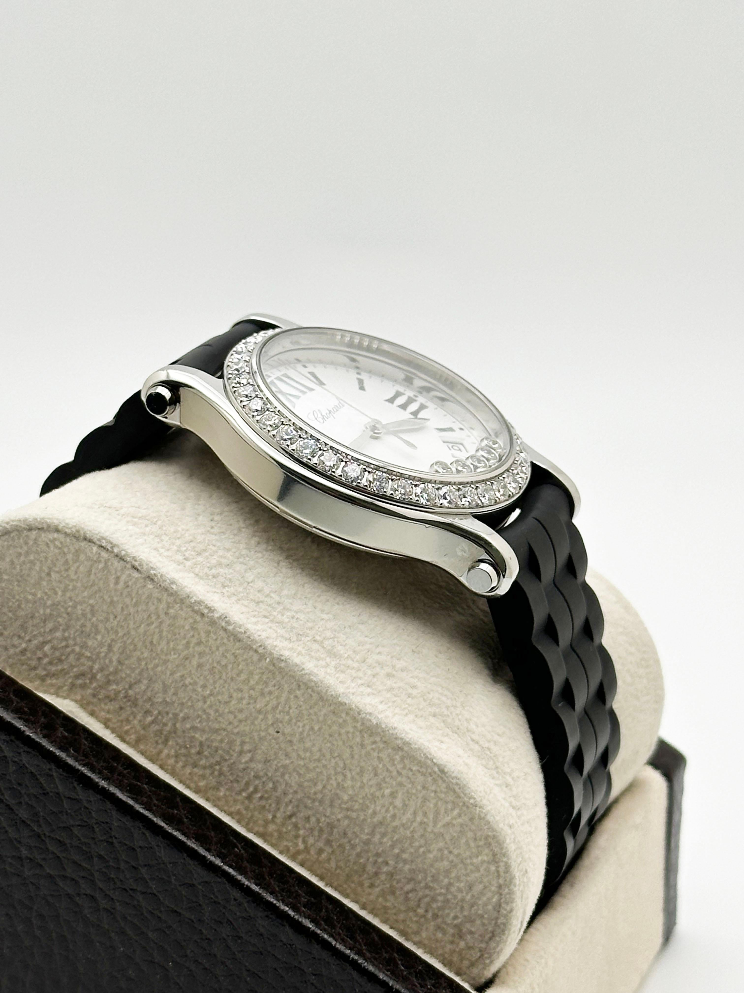 Chopard Happy Sport 8582 Lunetta galleggiante con diamanti in acciaio inossidabile 36mm in vendita 1