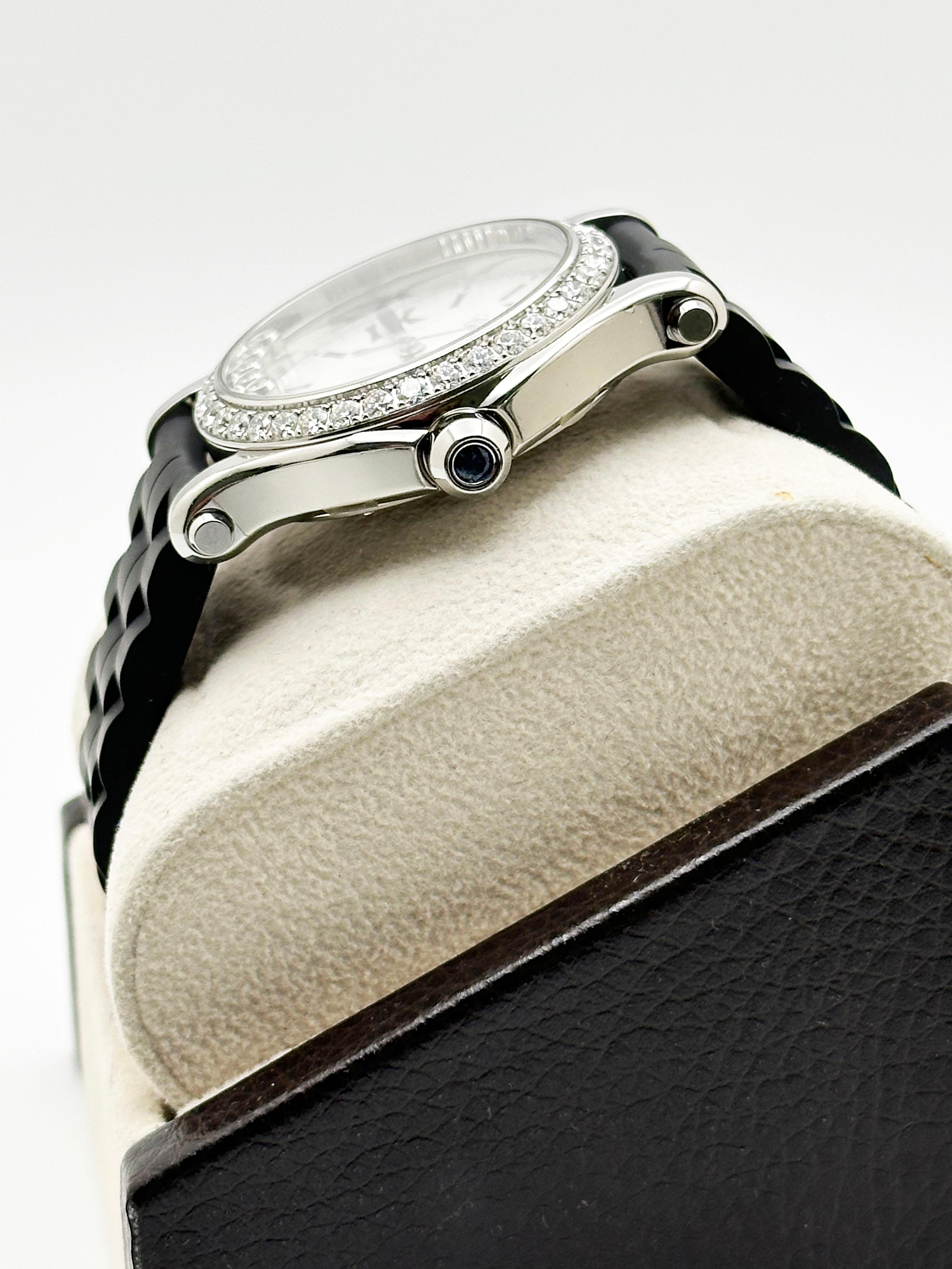 Chopard Happy Sport 8582 Lunetta galleggiante con diamanti in acciaio inossidabile 36mm in vendita 2