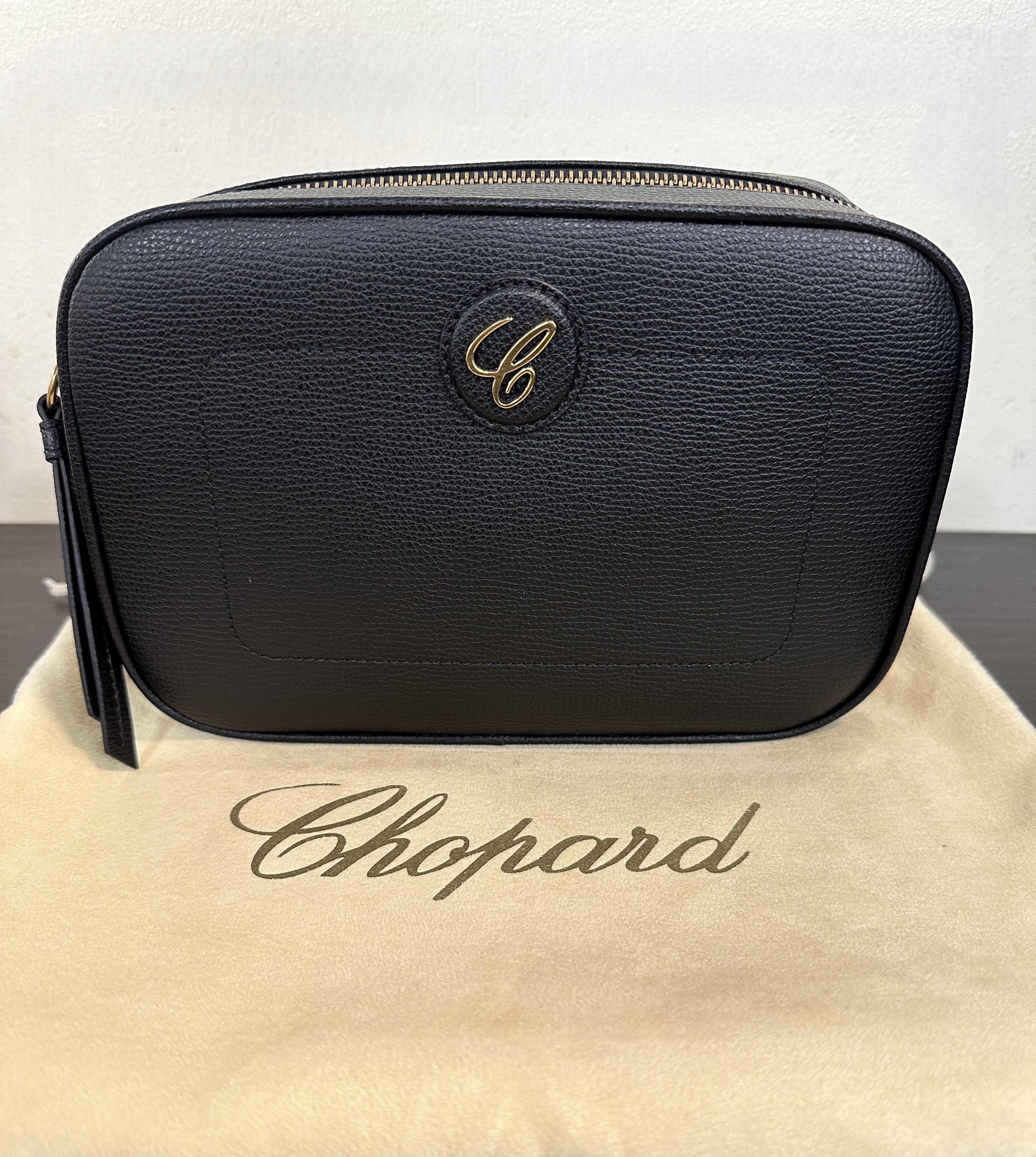 De las mujeres Chopard Happy Sport Bolsa para cámara de piel granulada negra 95000-1110 en venta