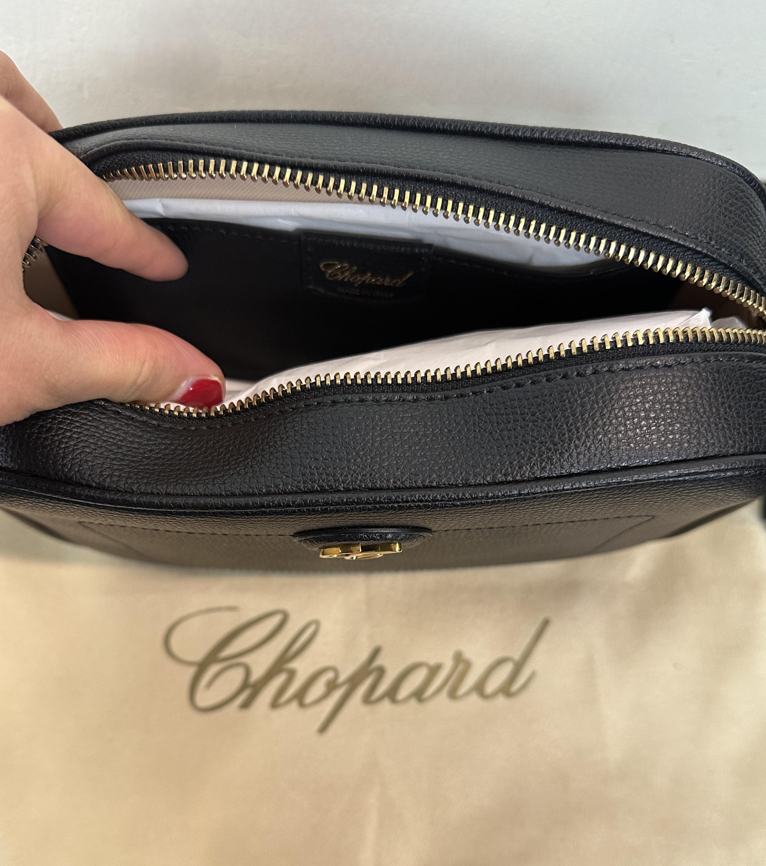 Chopard Happy Sport Bolsa para cámara de piel granulada negra 95000-1110 en venta 1