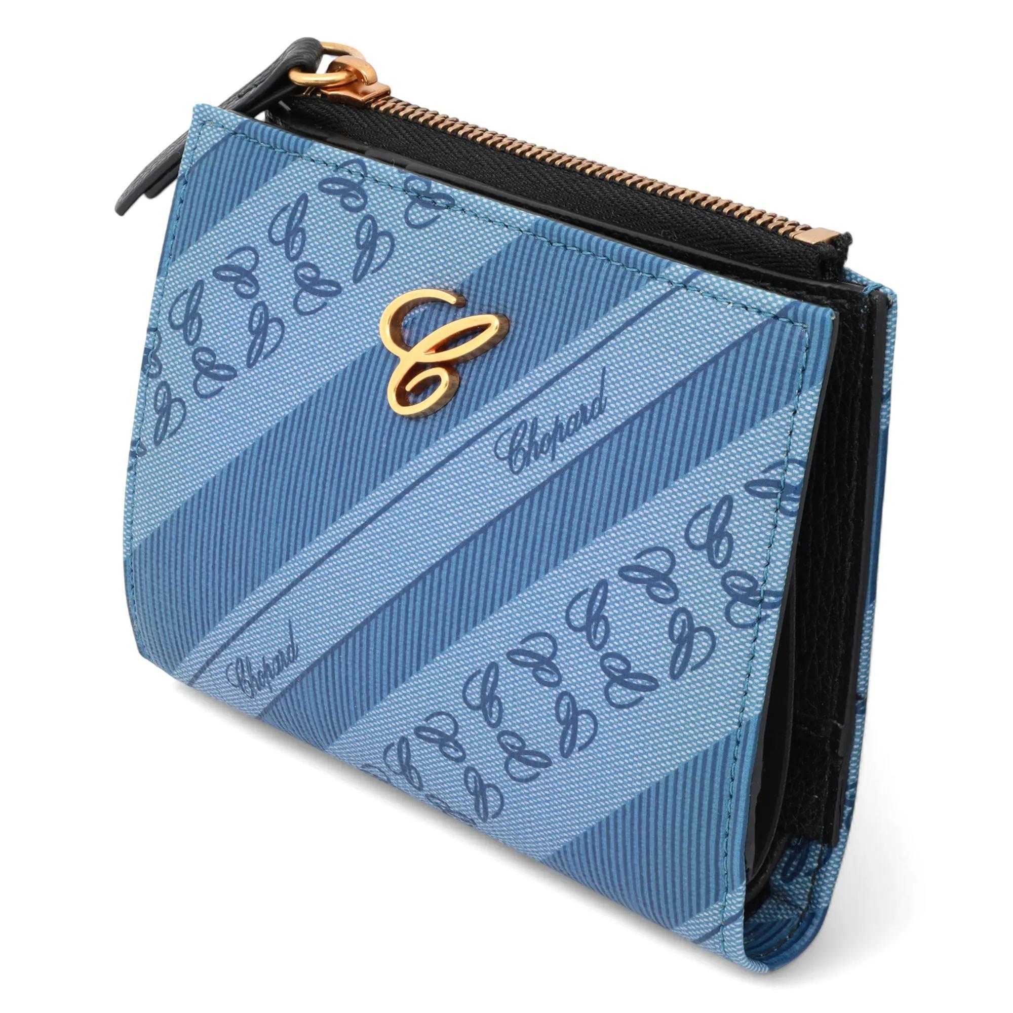 Women's Chopard Happy Sport Blue Canvas Medium Wallet 95015-0549 For Sale