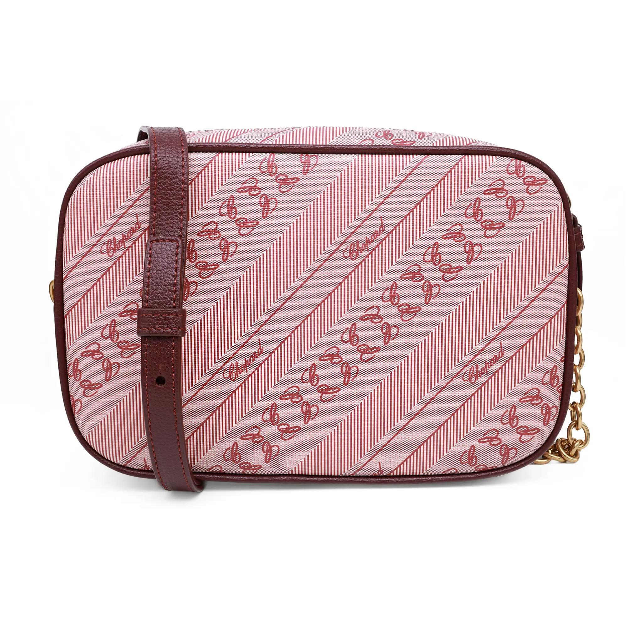 Brown Chopard Happy Sport Bordeaux Red Canvas Camera Bag 95000-1114 For Sale