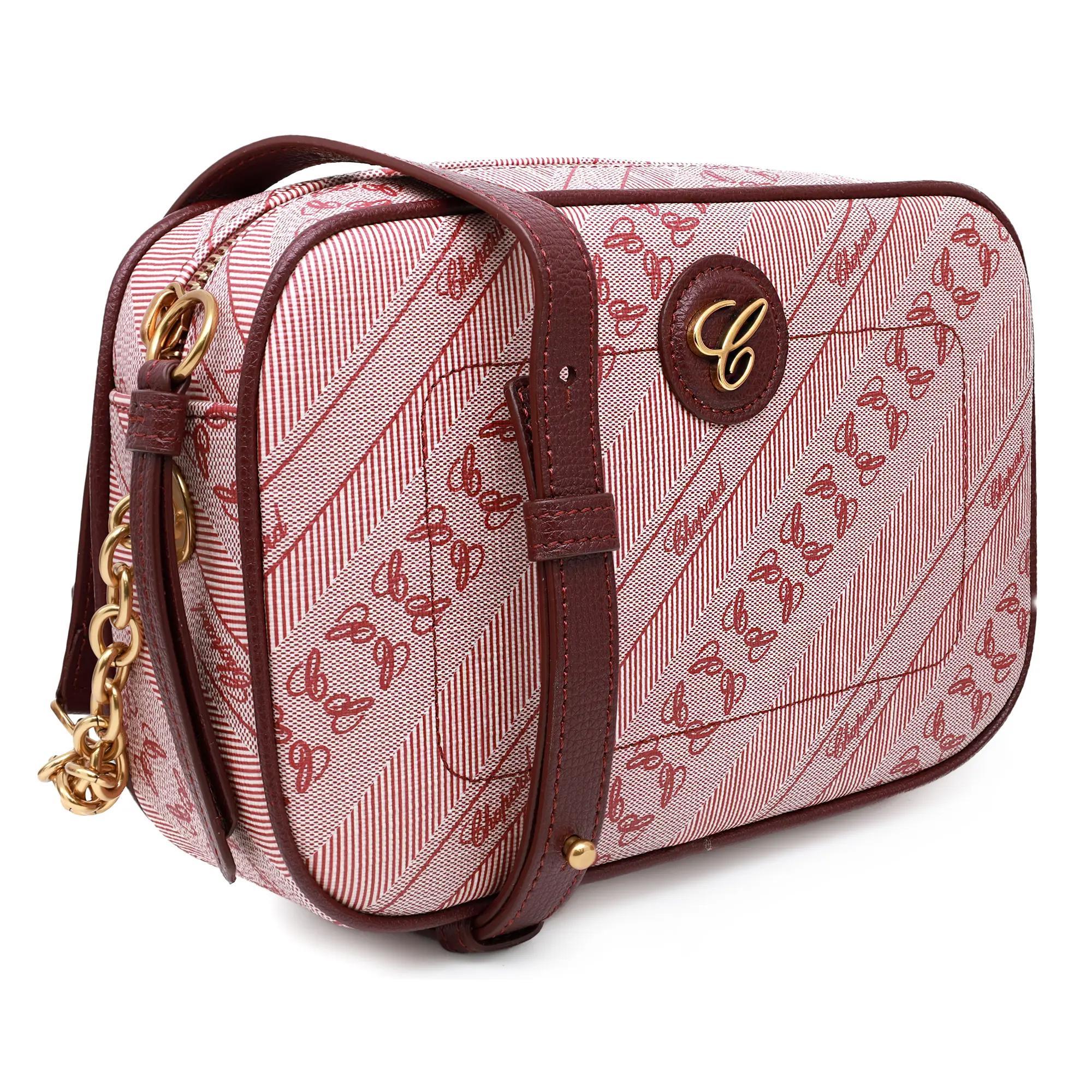 Chopard Happy Sport Bordeaux Red Canvas Camera Bag 95000-1114 In New Condition For Sale In New York, NY