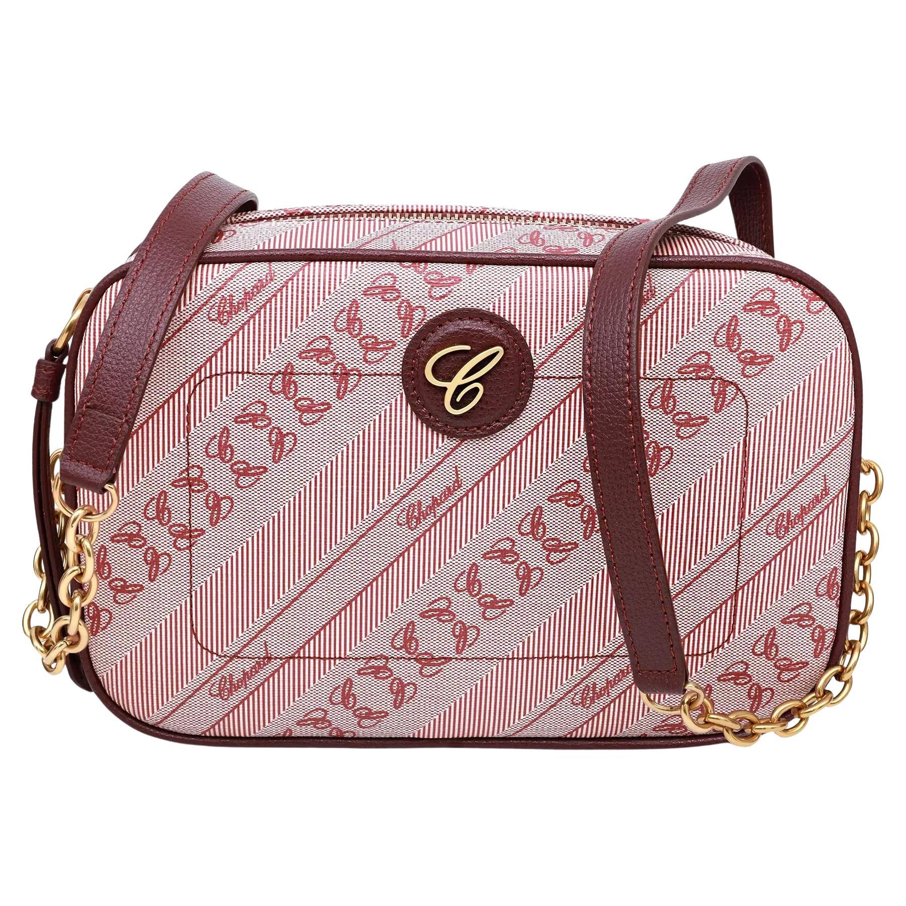 Chopard Happy Sport Bordeaux Red Canvas Camera Bag 95000-1114 For Sale
