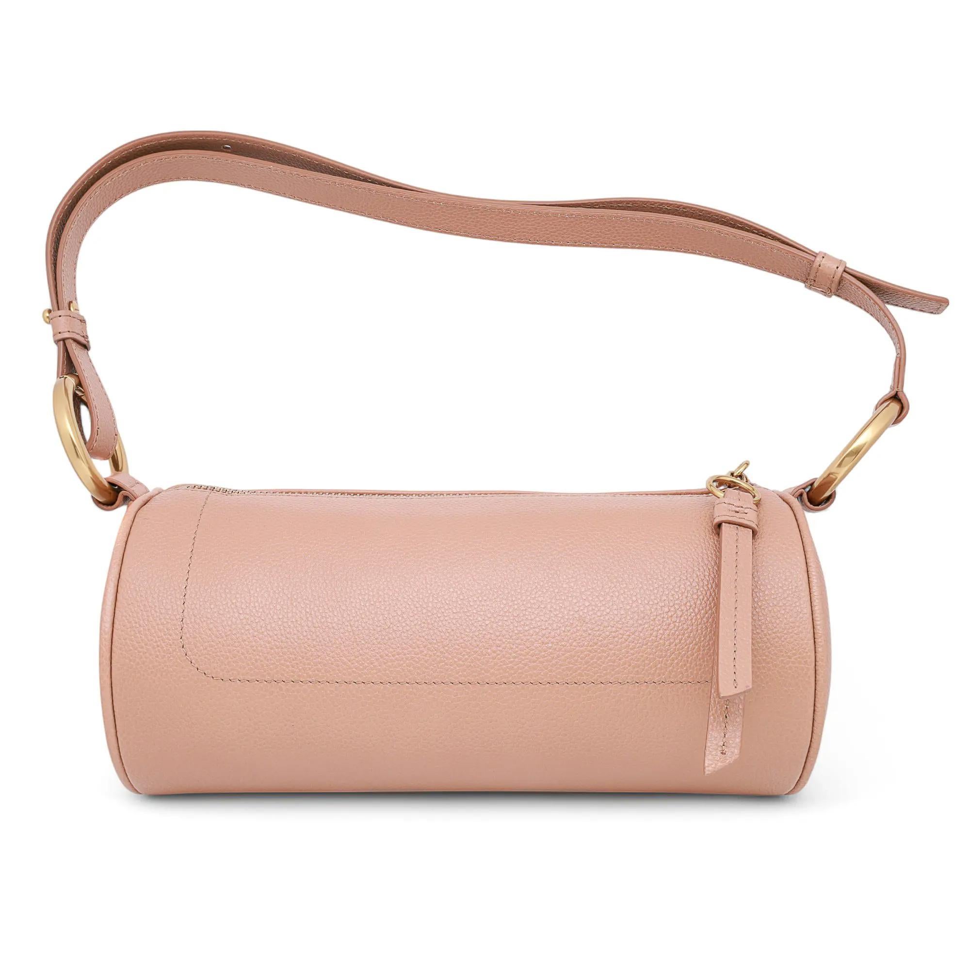 With its round pochette design, this beautiful Chopard Happy Sport Shoulder Bag in camel grained calf leather is designed to accommodate a little more than the essentials. Can be carried by hand or on the shoulder thanks to adjustable leather strap.