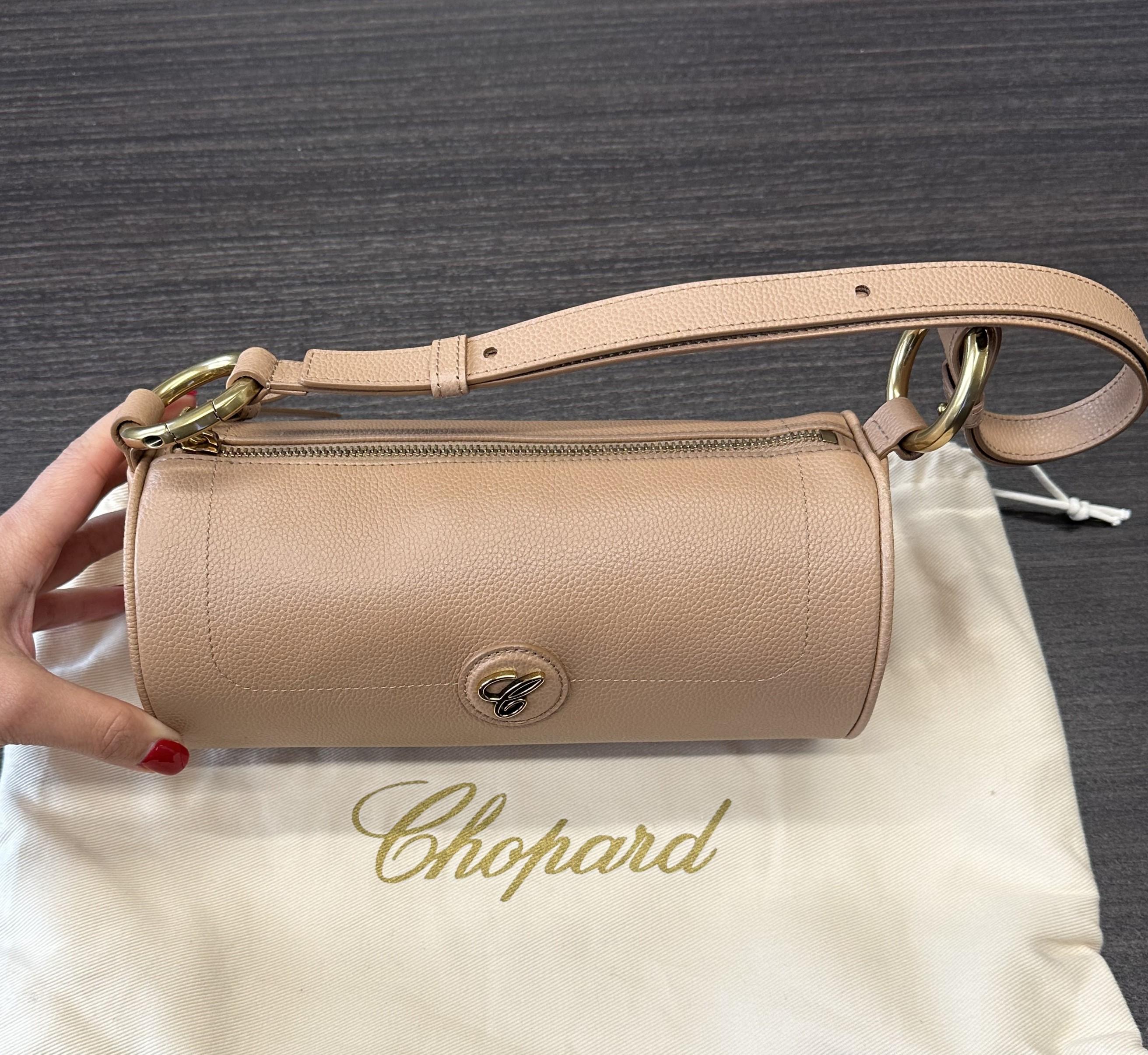 Women's Chopard Happy Sport Camel Grained Leather Mini Shoulder Bag 95000-1202 For Sale