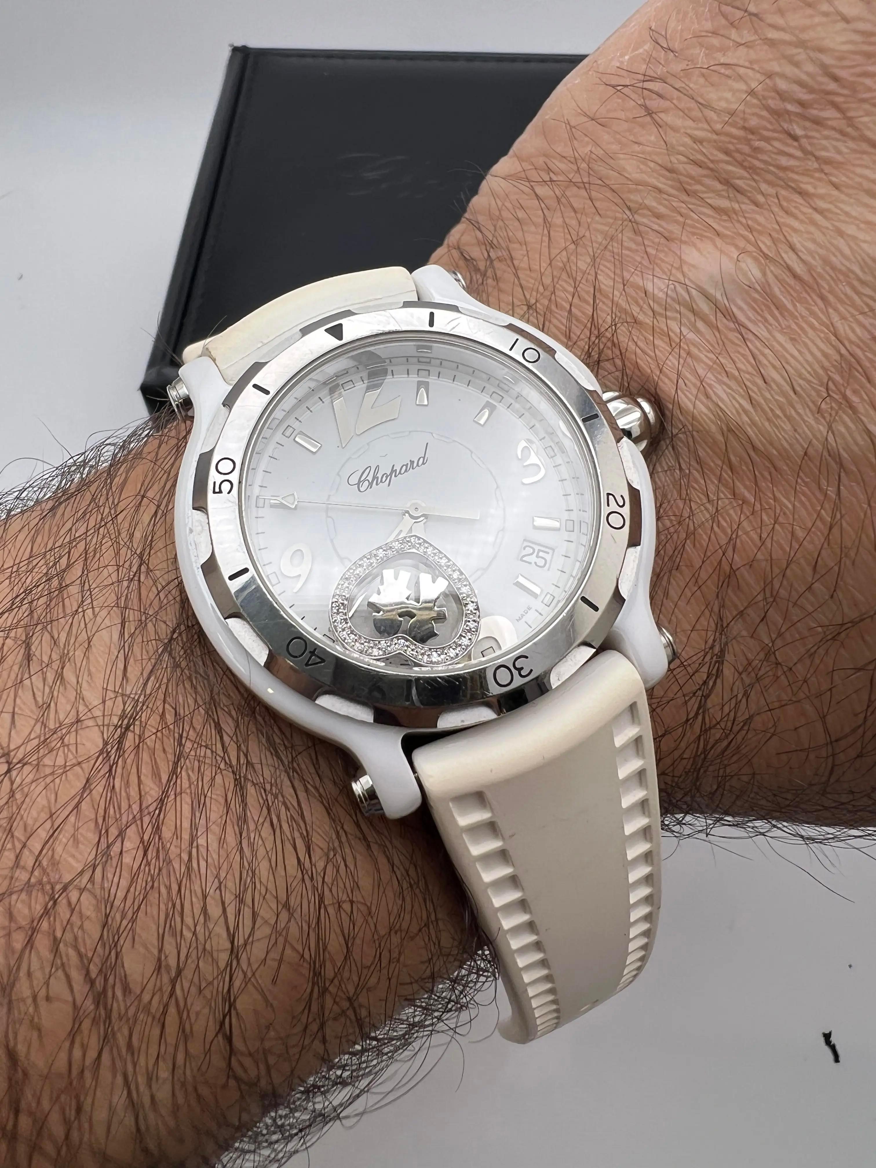 Chopard Happy Sport Ceramic Floating Heart Valentine Edition 288507-9021 B&P For Sale 5