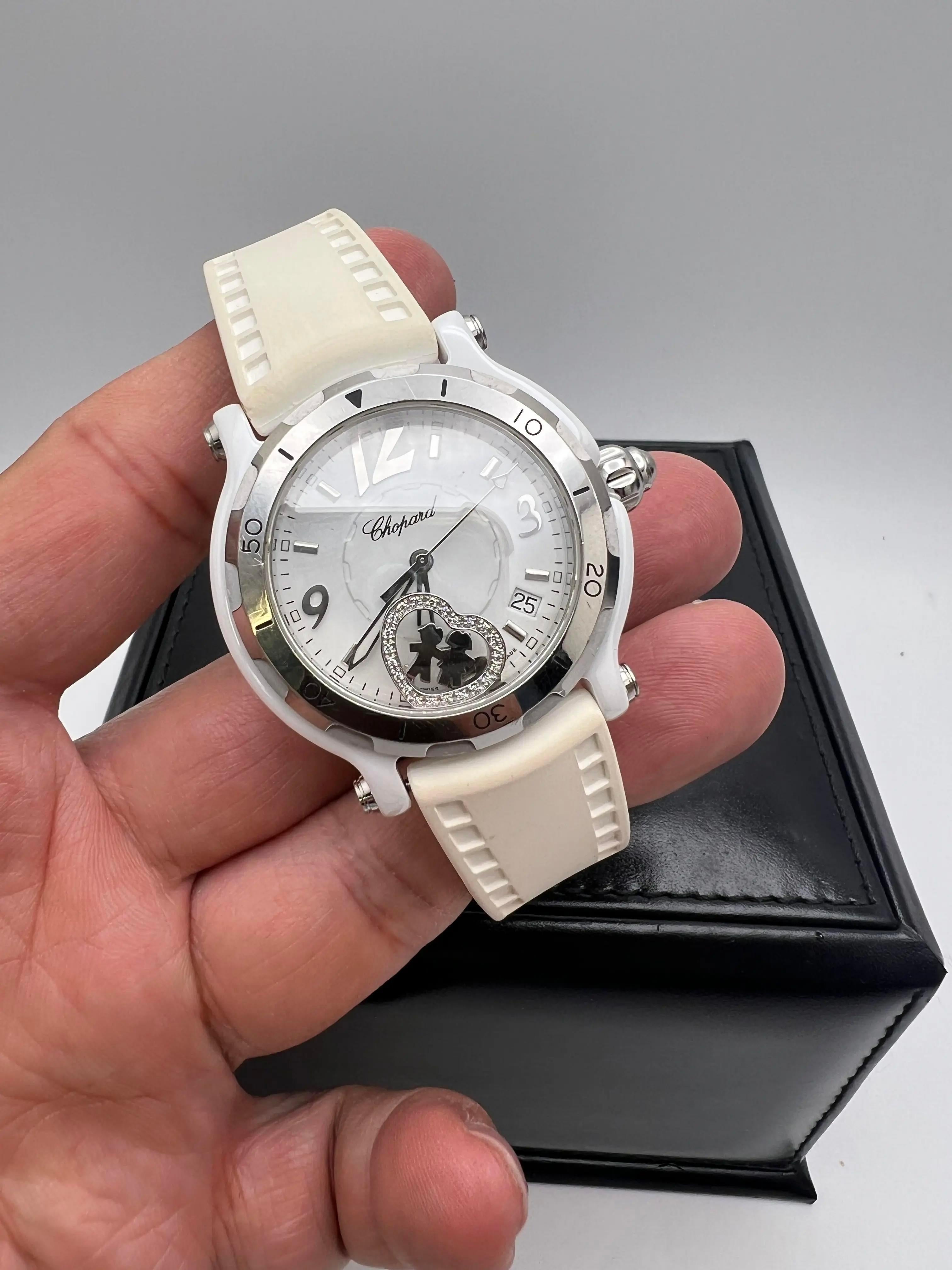 Chopard Happy Sport Ceramic Floating Heart Valentine Edition 288507-9021 B&P For Sale 6