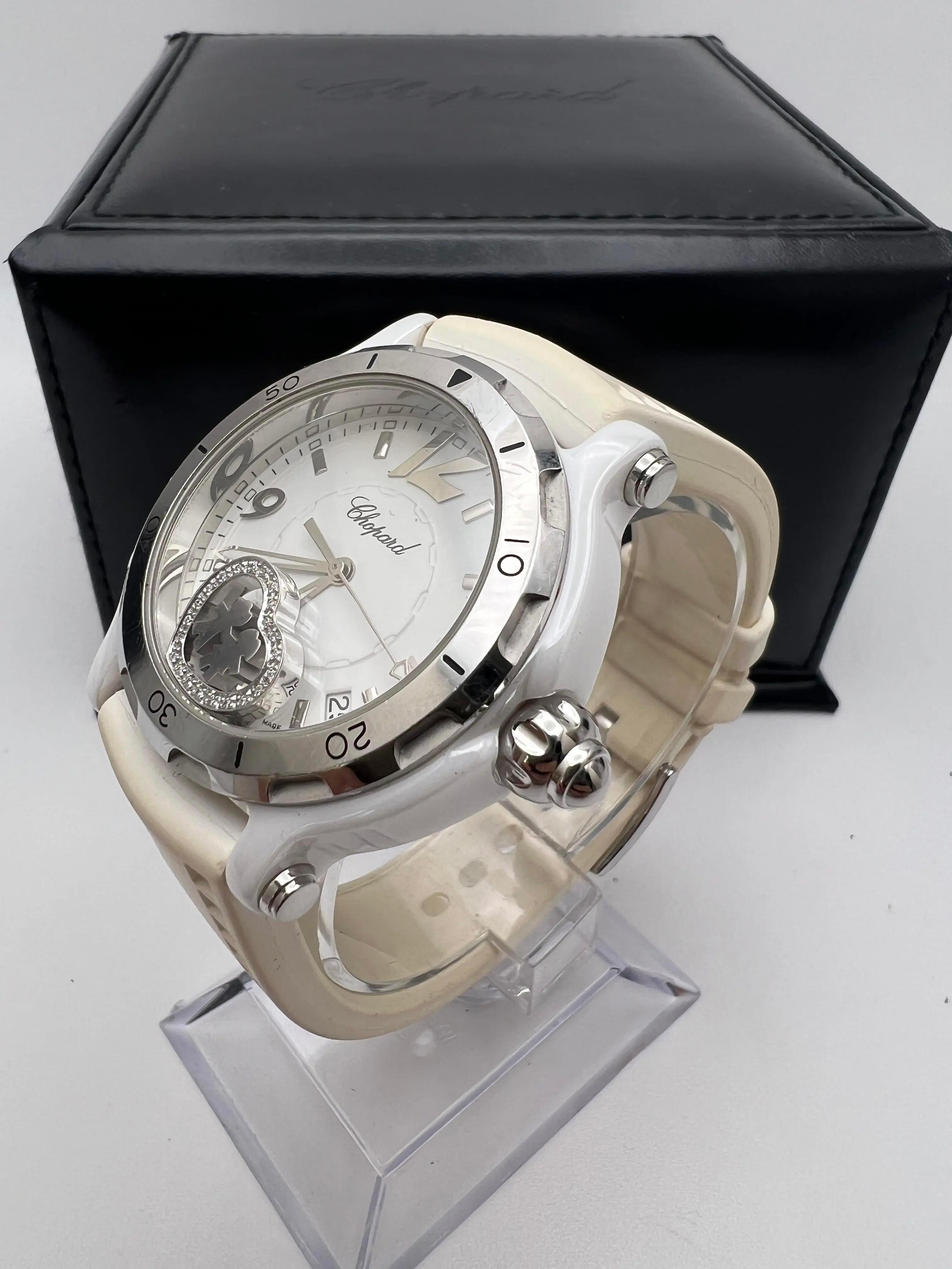 Women's Chopard Happy Sport Ceramic Floating Heart Valentine Edition 288507-9021 B&P For Sale
